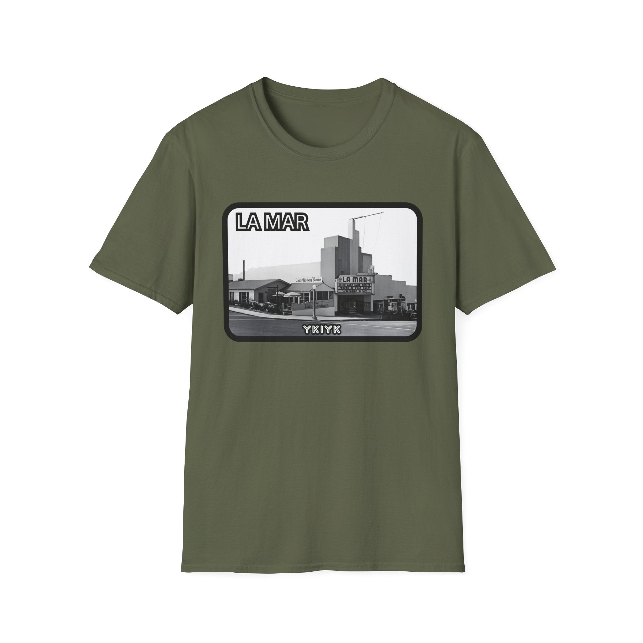 La Mar Theater Manhattan Beach  T-Shirt | Vintage Black & White Urban Graphic YKIYK