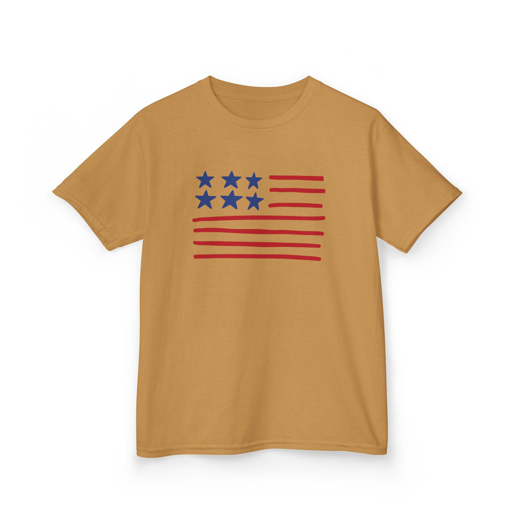 Stars and Stripes  Kids American Flag T-Shirt — Red & Blue Stars Stripe Patriotic Tee