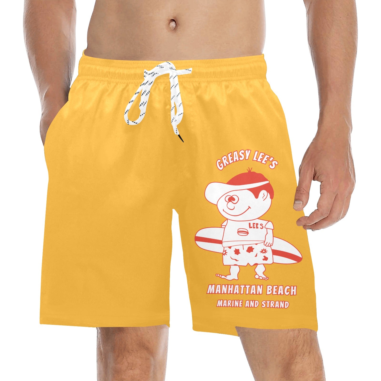 Greasy Lee's Marine and Strand Manhattan Beach IYKYK Men's Mid-Length Beach Shorts