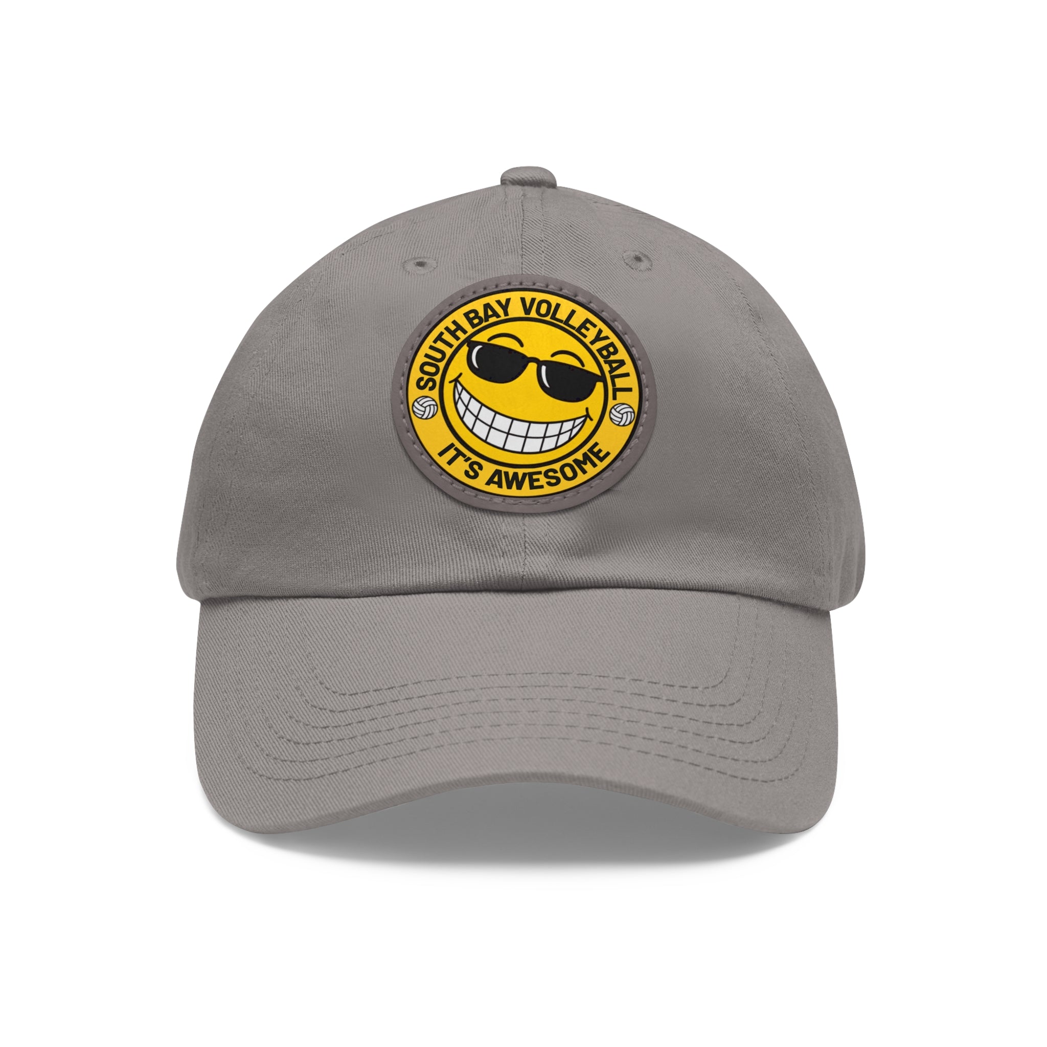 Volleyball Smiley Mom and Dad Hat — "South Bay Volleyball: It’s Awesome" Leather Patch