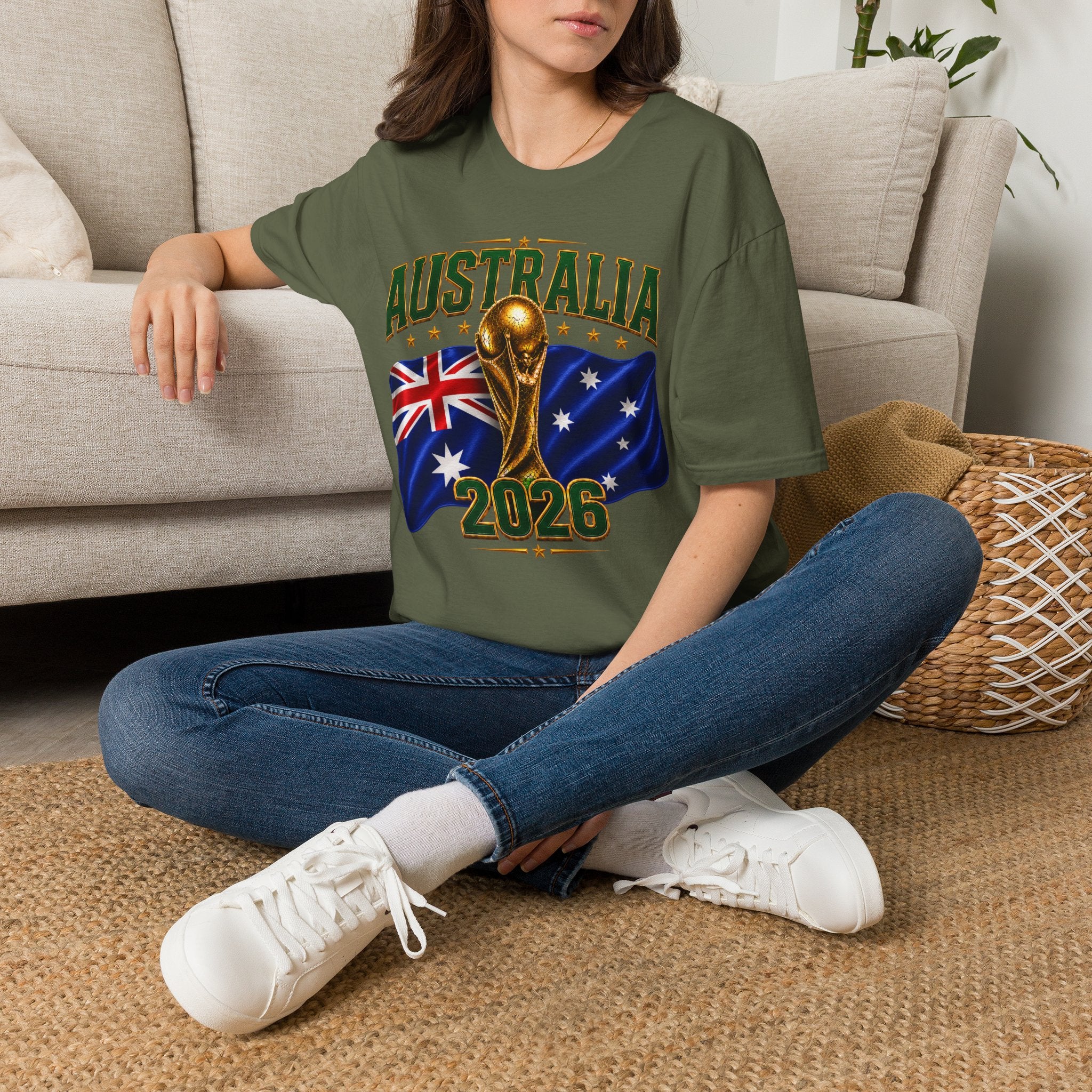 Australia 2026 Soccer World Cup T-Shirt — Aussie Flag & Trophy Design