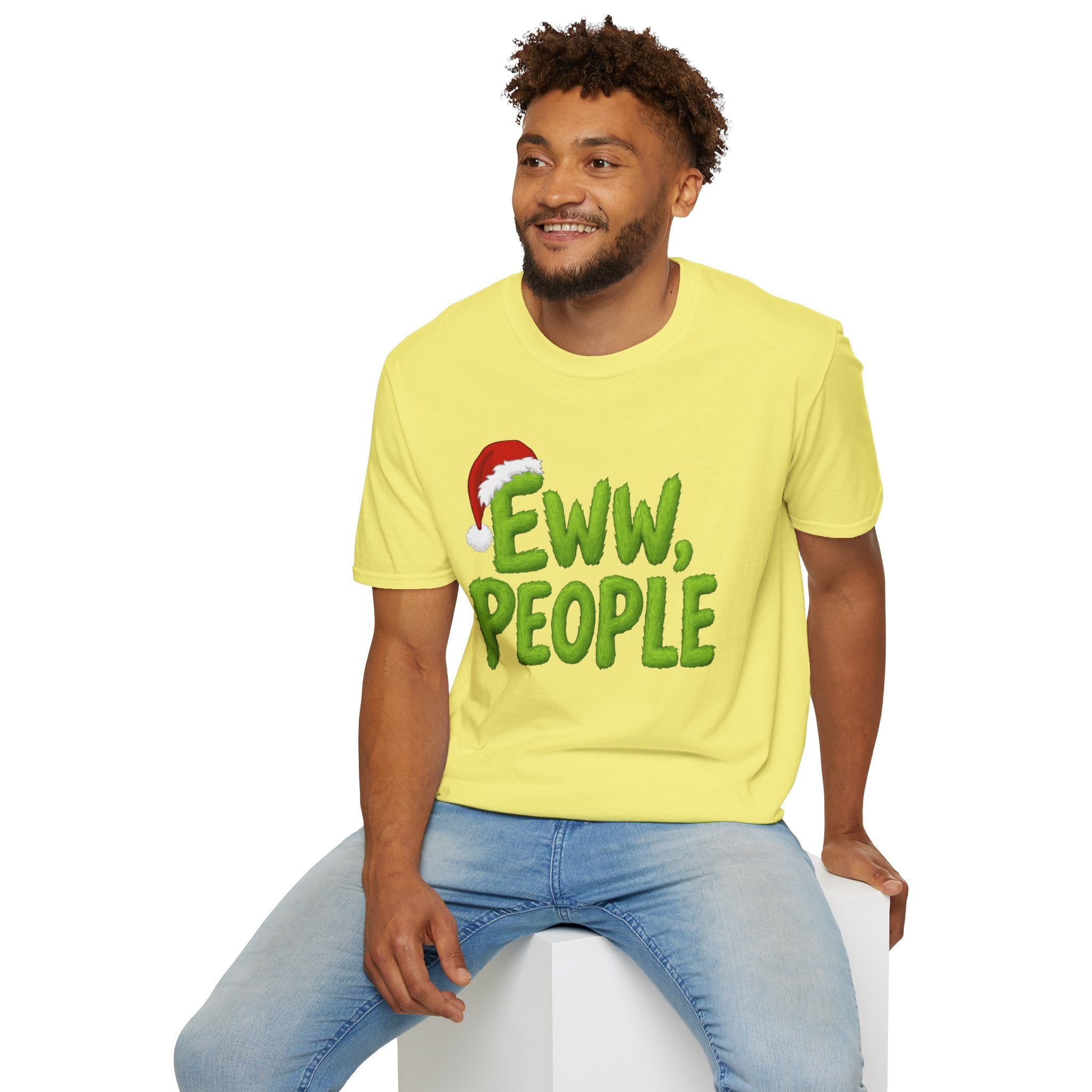 Eww, People T-Shirt | Funny Grinchy Santa Hat Holiday Tee
