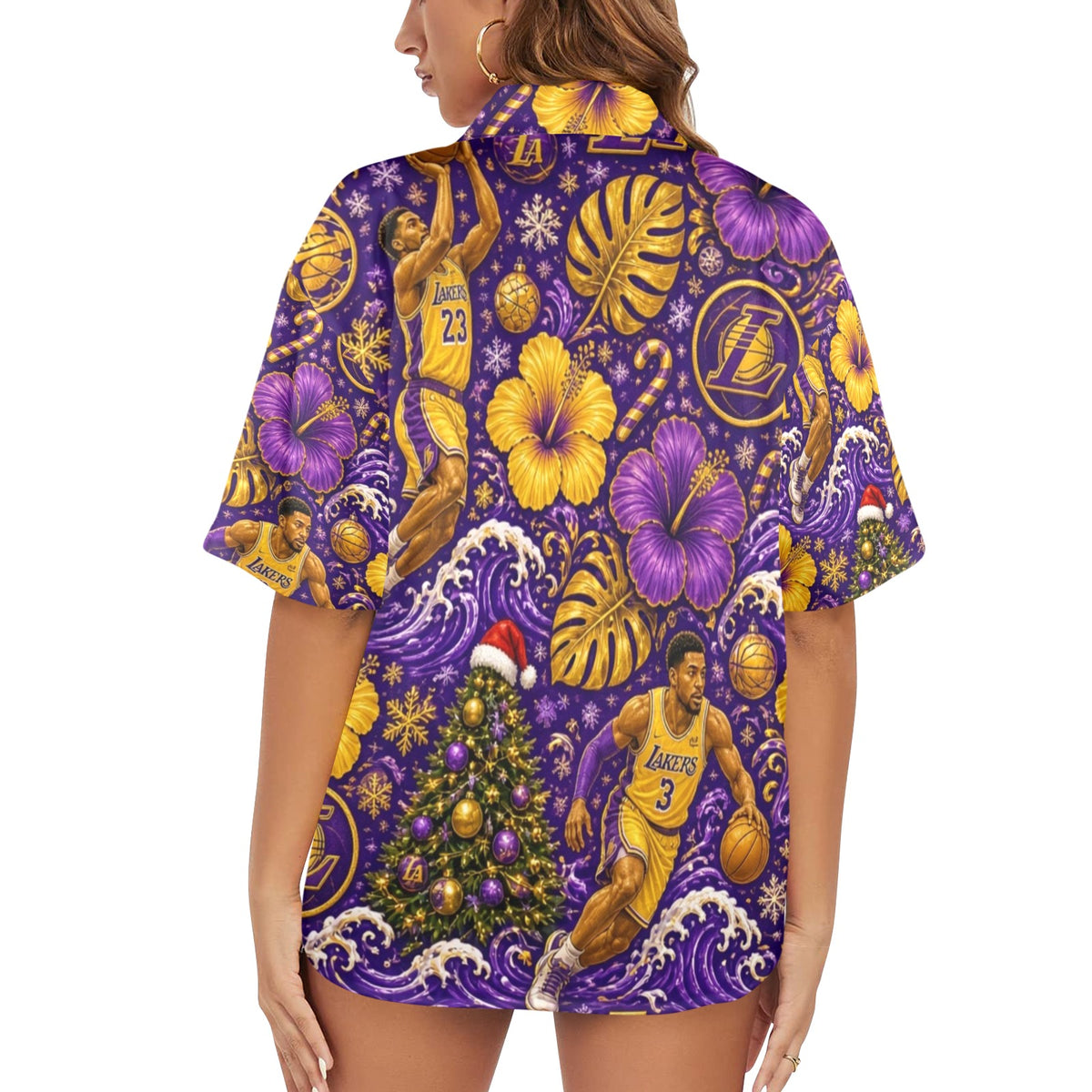 Lakers Christmas Women's All Over Print Hawaiian Shirt （Made in USA Ships to USA Only）