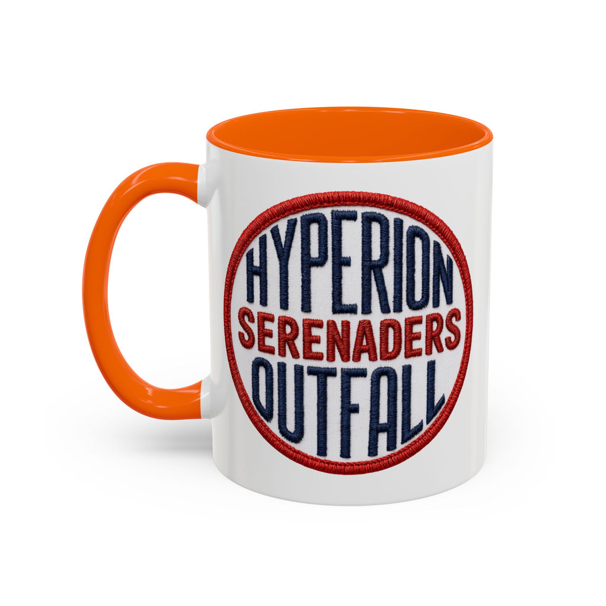 Accent Coffee Mug — "Hyperion Serenaders Outfall" Retro Patch Ceramic Mug (11/15oz)