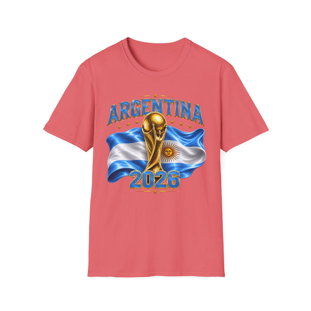 Argentina 2026 World Cup T-Shirt — Golden Trophy & Flag Soccer Fan Tee