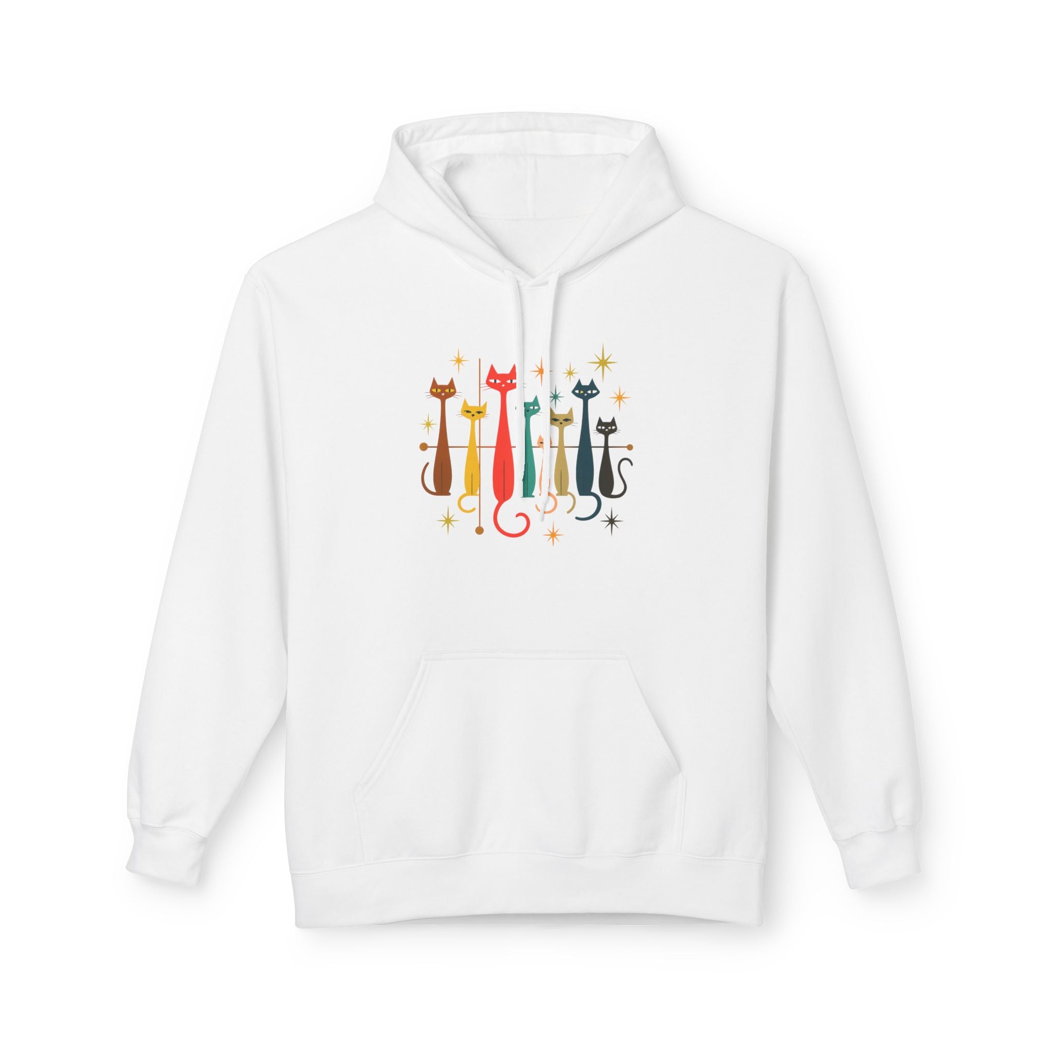 Retro Long Cats hoodie | Colorful Cat Illustration (printed front and back)