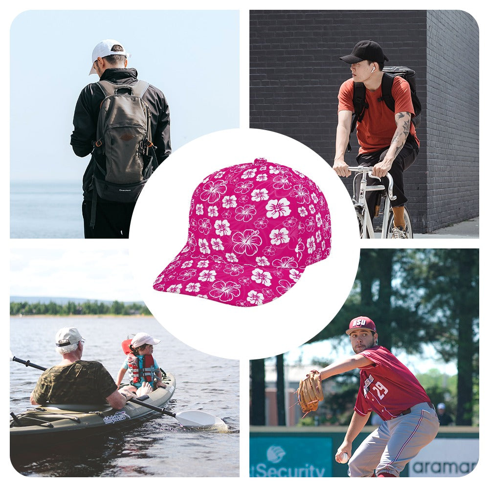 Pink Hawaiian Print Baseball Cap Free Shipping