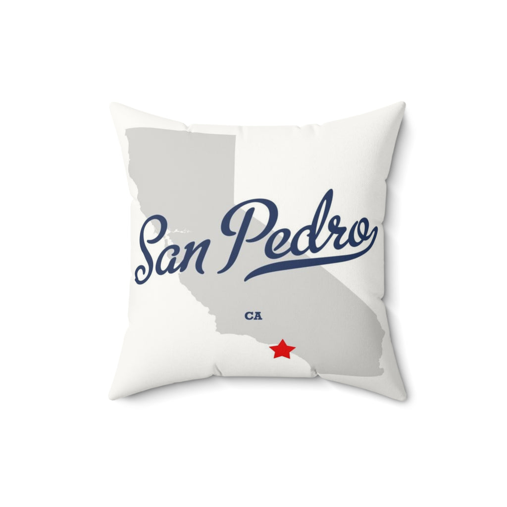 San Pedro California Map - Faux Suede Square Pillow