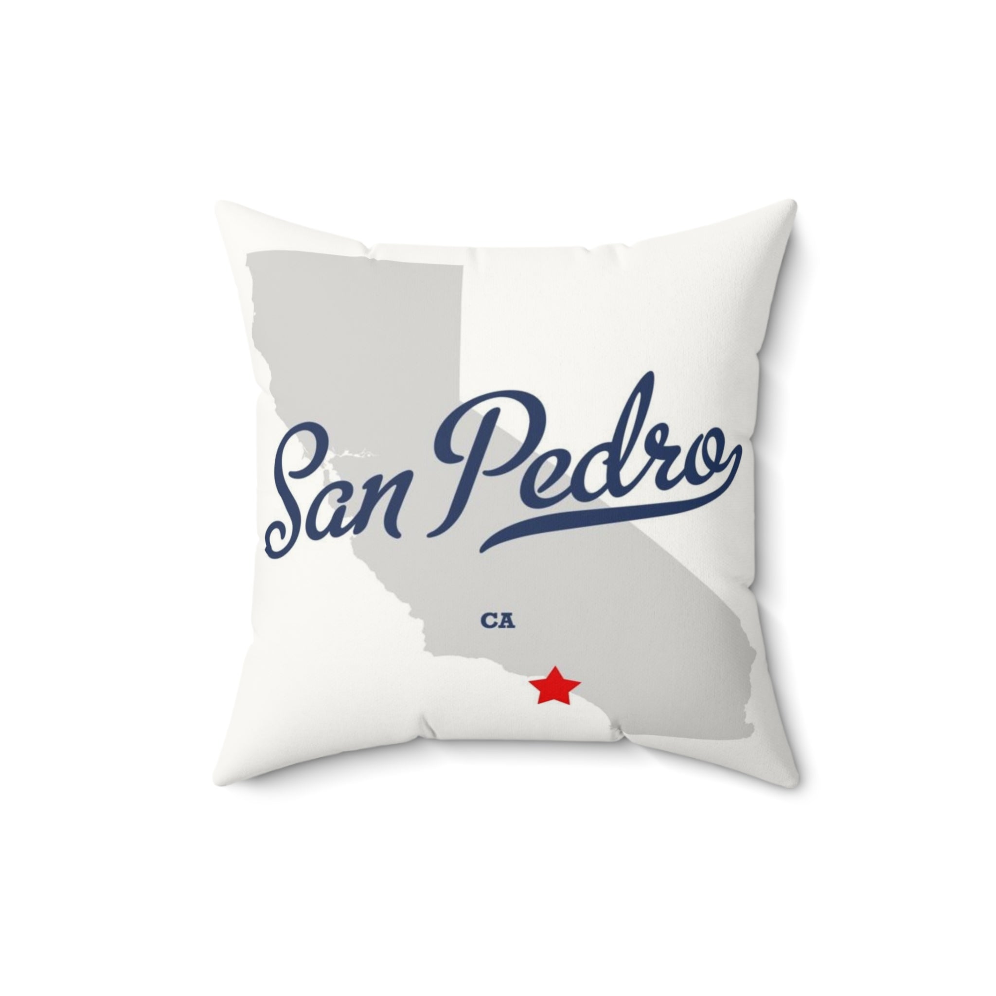 San Pedro California Map - Faux Suede Square Pillow