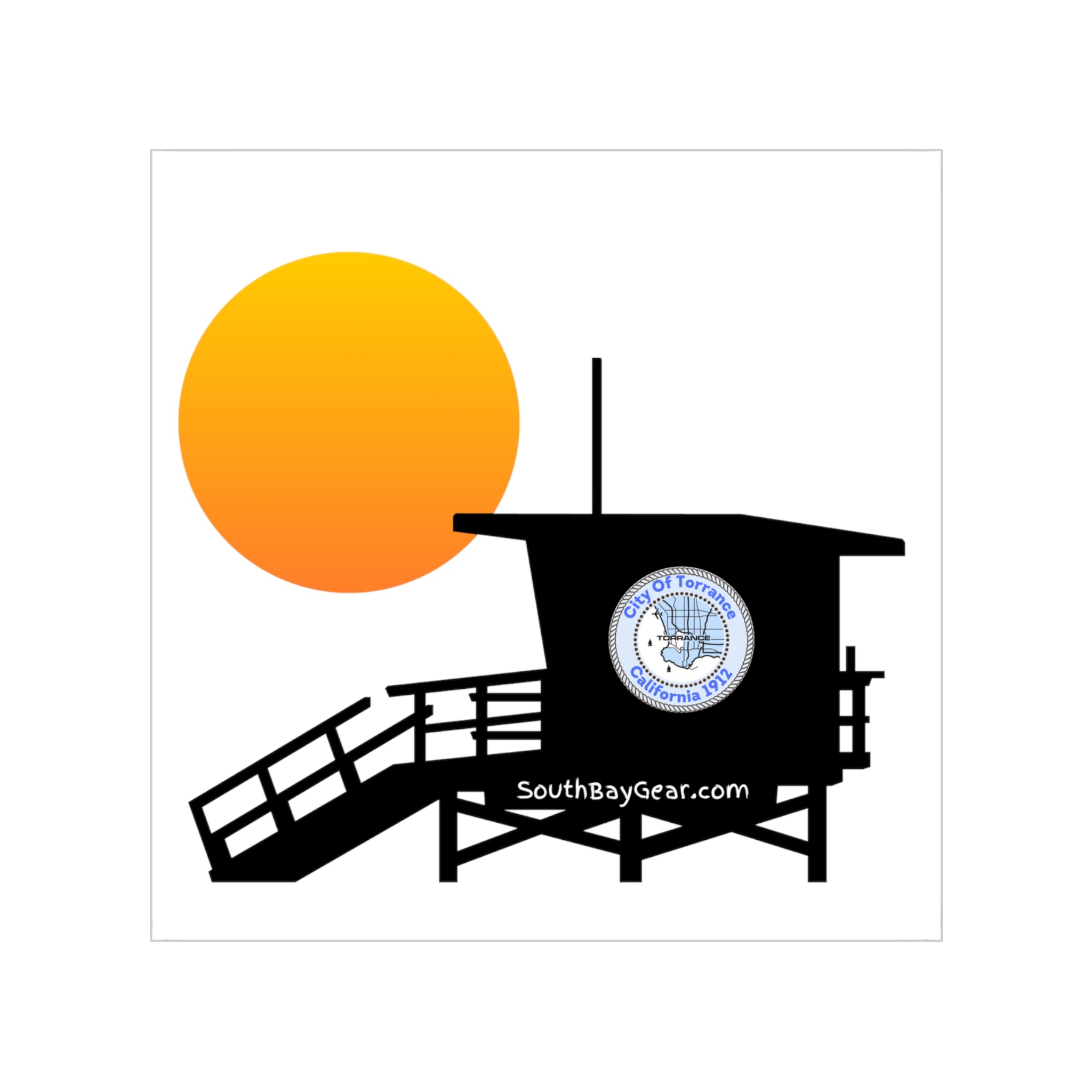 Torrance Beach California Transparent Outdoor Stickers, Square, 1pc
