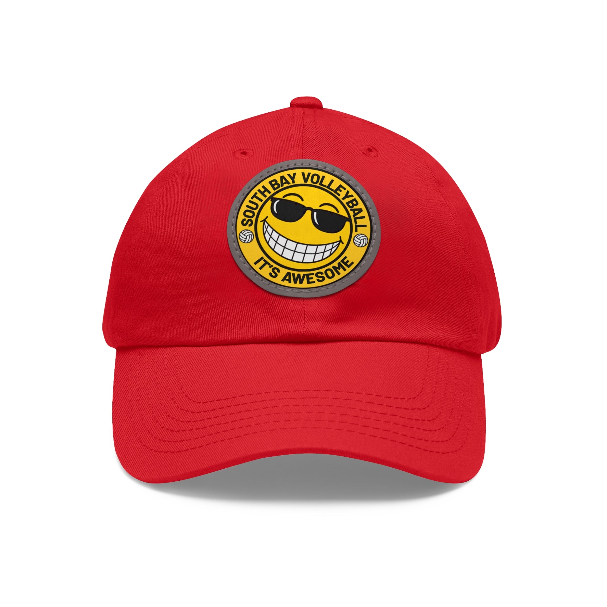 Volleyball Smiley Mom and Dad Hat — "South Bay Volleyball: It’s Awesome" Leather Patch