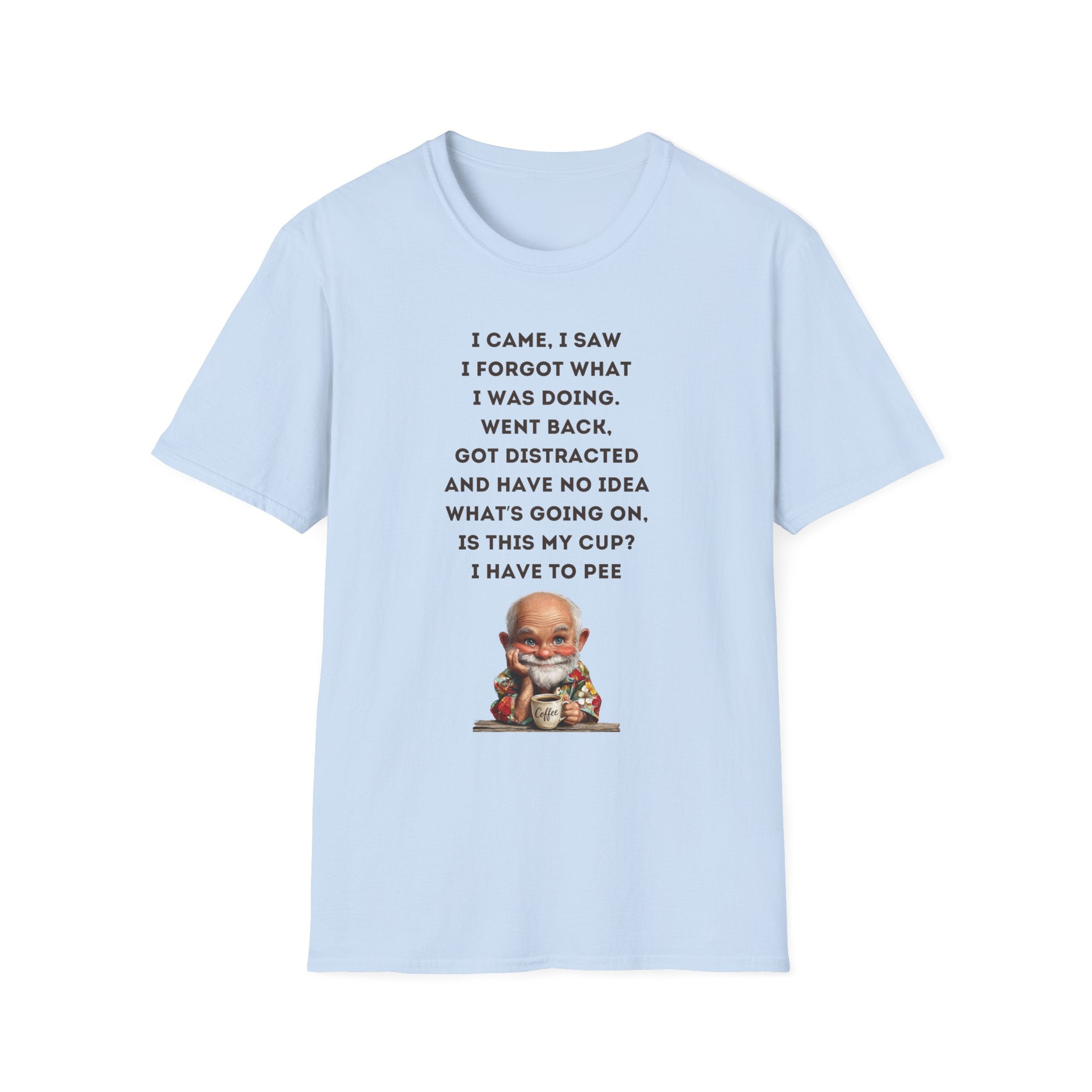 Funny Forgetful Grandpa Quote T-Shirt | Retro Grandpa I Got to Pee Illustration