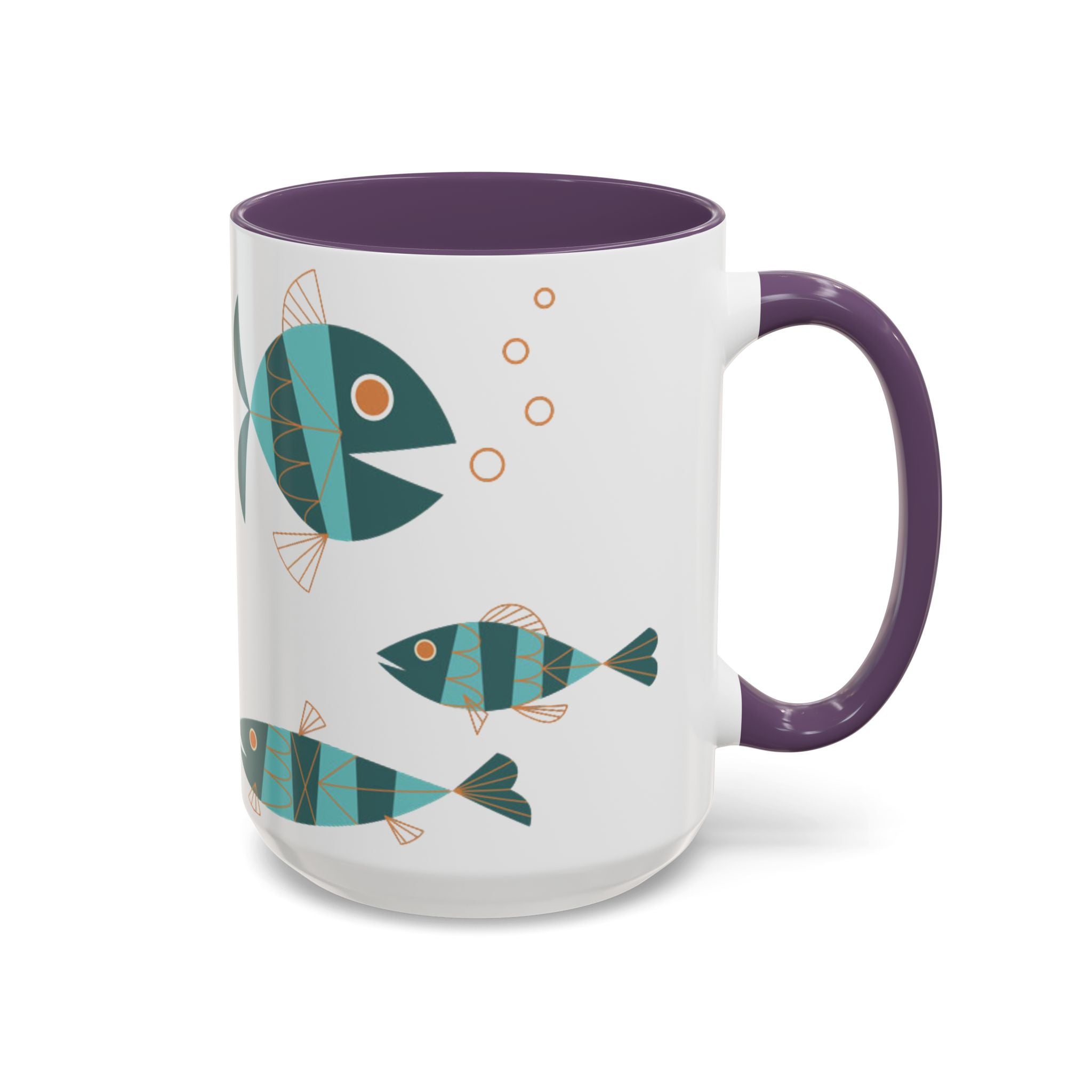 Metlox Pottery Teal Geometric Fish Mug | Accent Coffee Mug