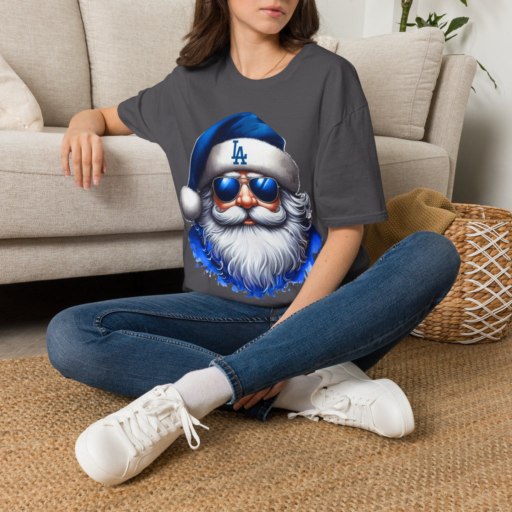 LA Dodgers Blue Santa T-Shirt — Cool Sunglasses Holiday Tee