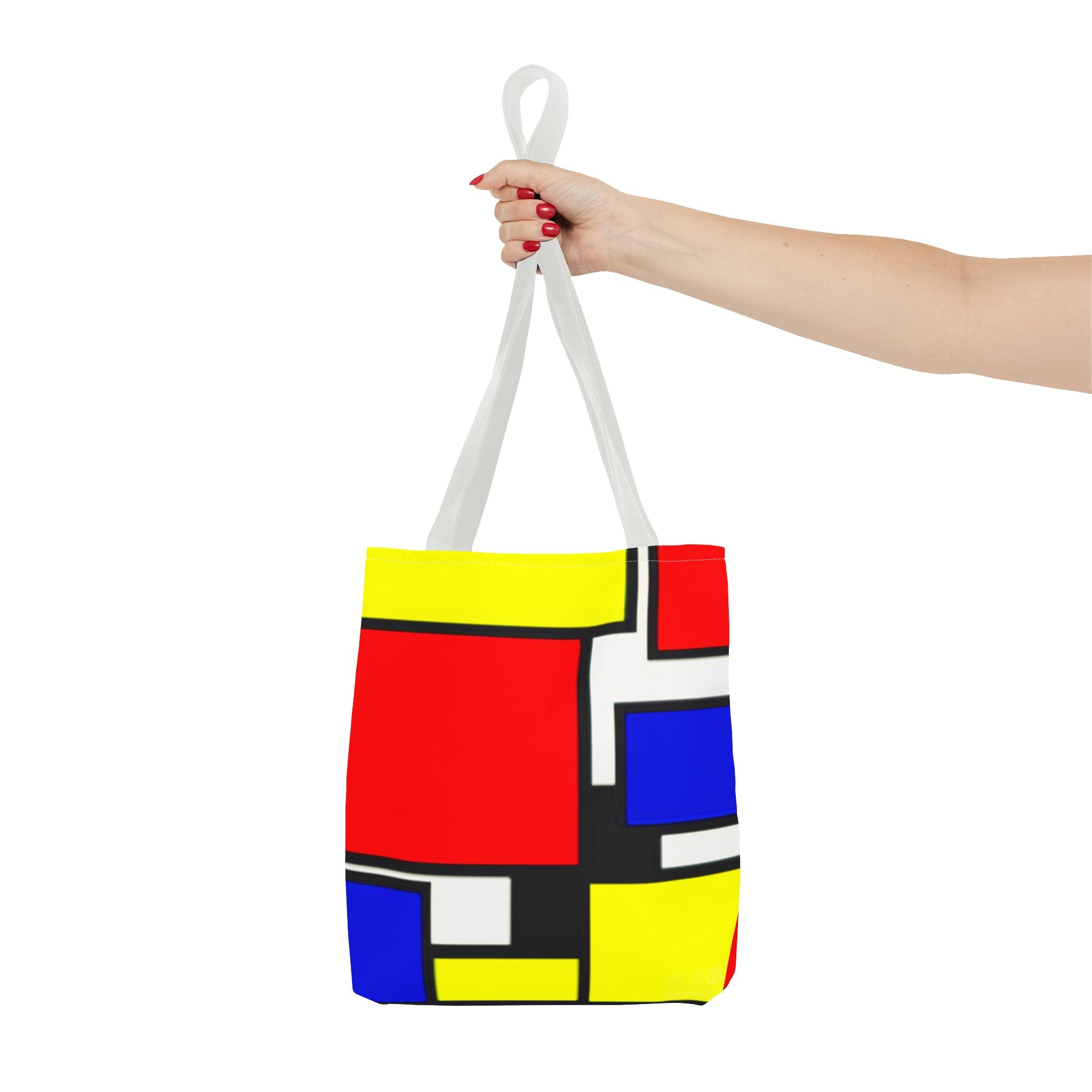 C'mon Get Happy Primary Color Geometric Grid Tote Bag | 1970s Abstract Art
