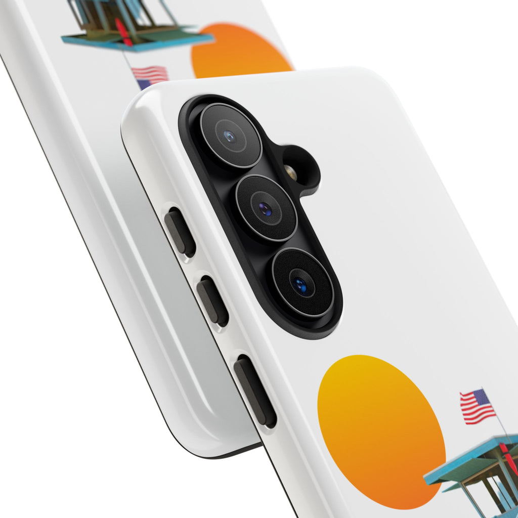 South Bay Lifeguard Stand with American Flag Tough Phone Cases