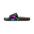 Neon Doodle Hearts and Flowers Youth Sandals | Removable Strap Slides