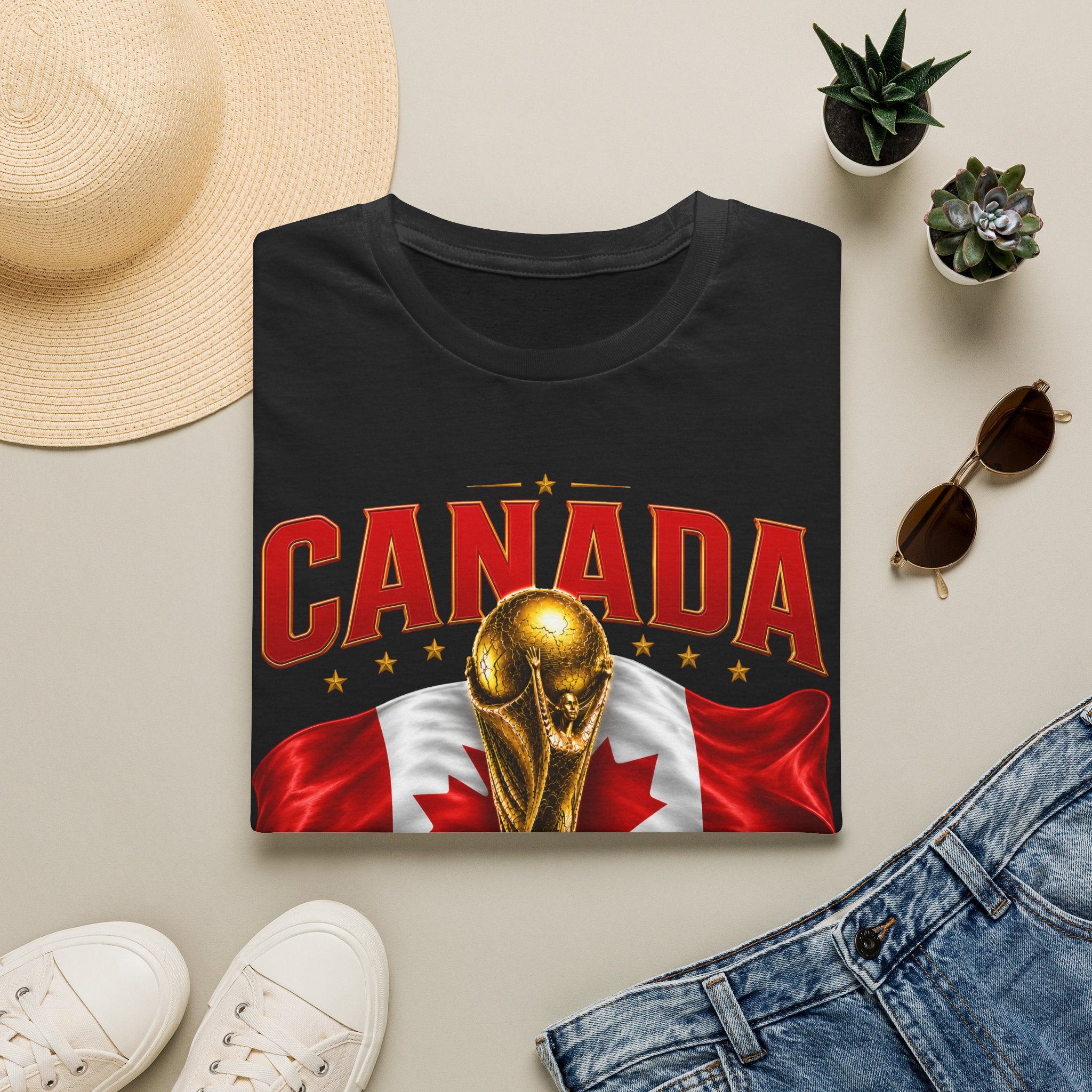 Canada 2026 World Cup T-Shirt — Canadian Soccer Fan Tee with Trophy & Flag