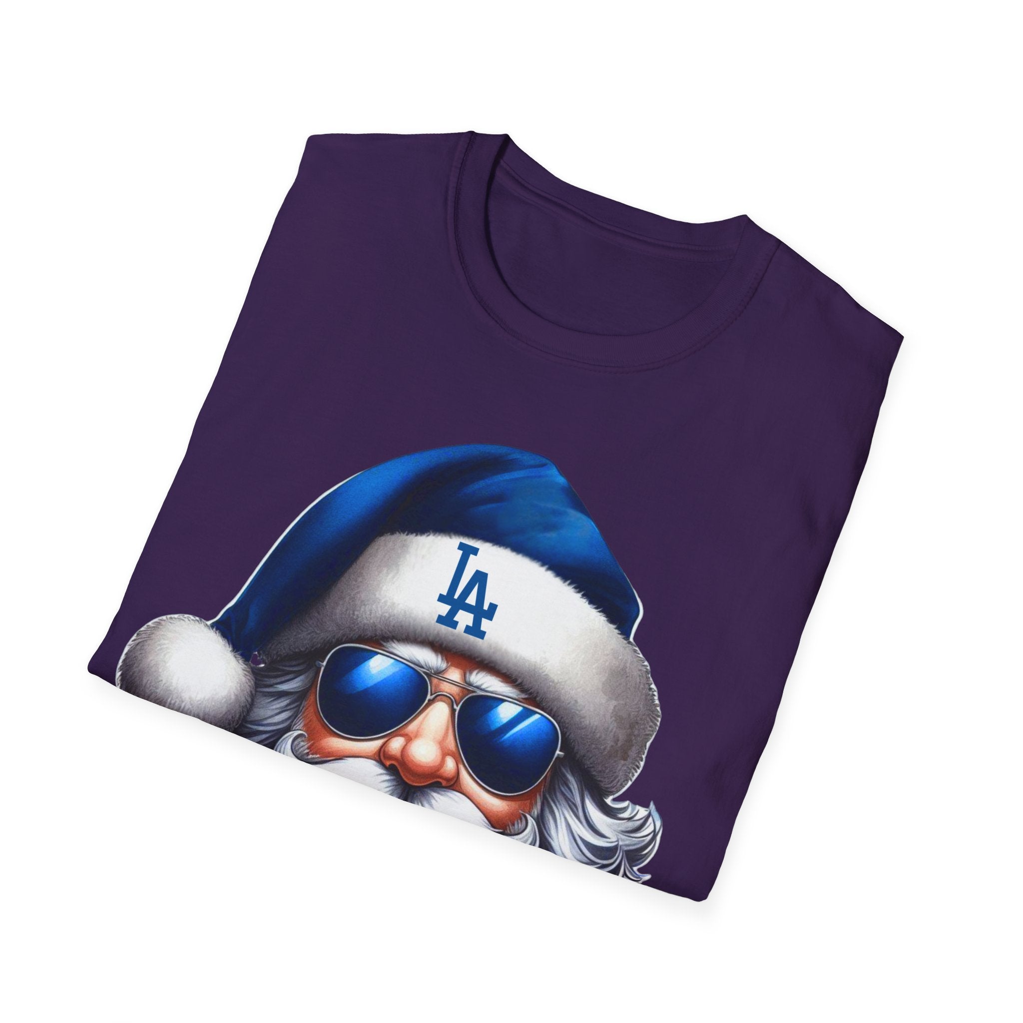 Blue Los Angeles Doyers Santa Tee | Santa Hat Graphic T-Shirt #Doyers