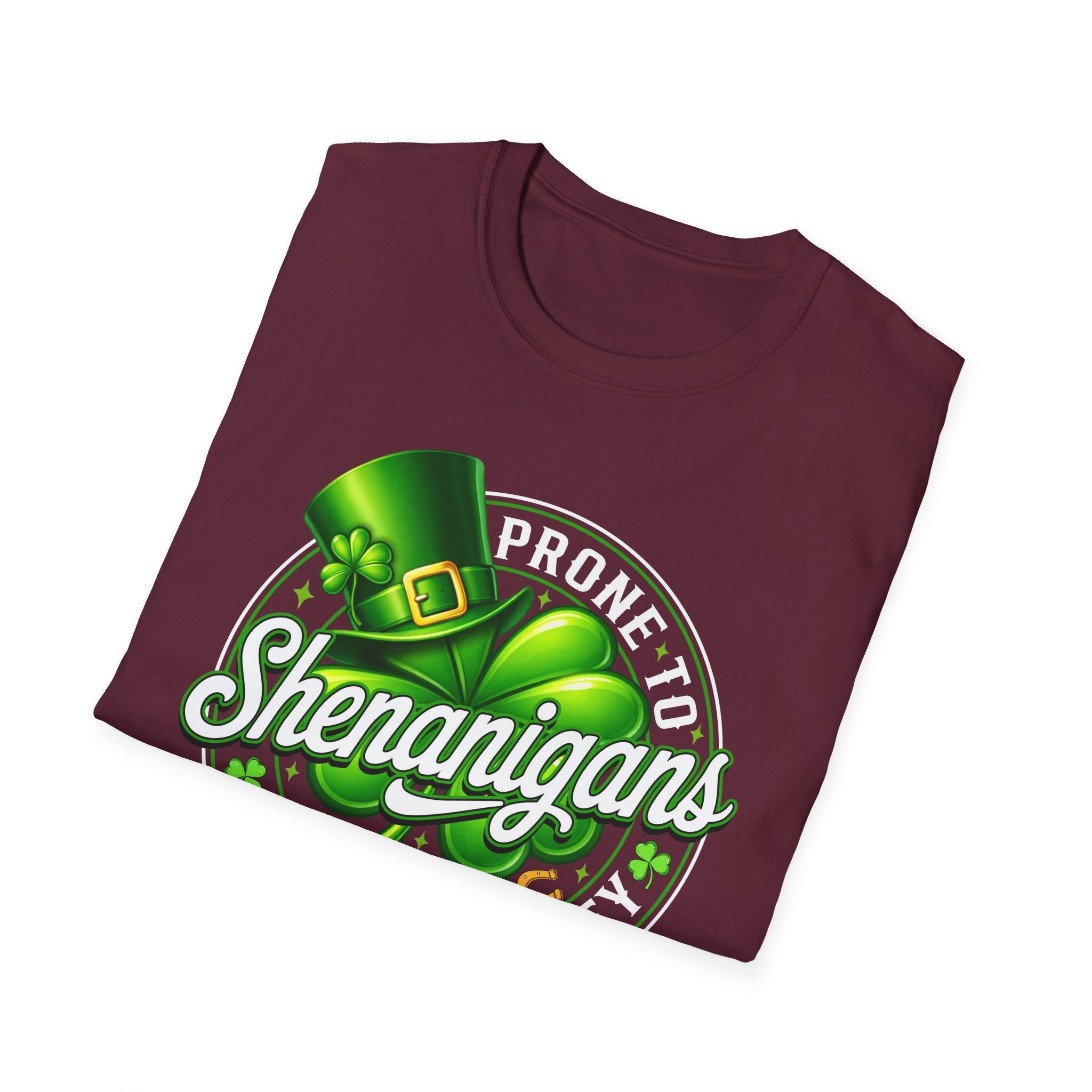 Prone to Shenanigans and Malarkey T-Shirt | St. Patrick's Day Leprechaun Hat Shamrock
