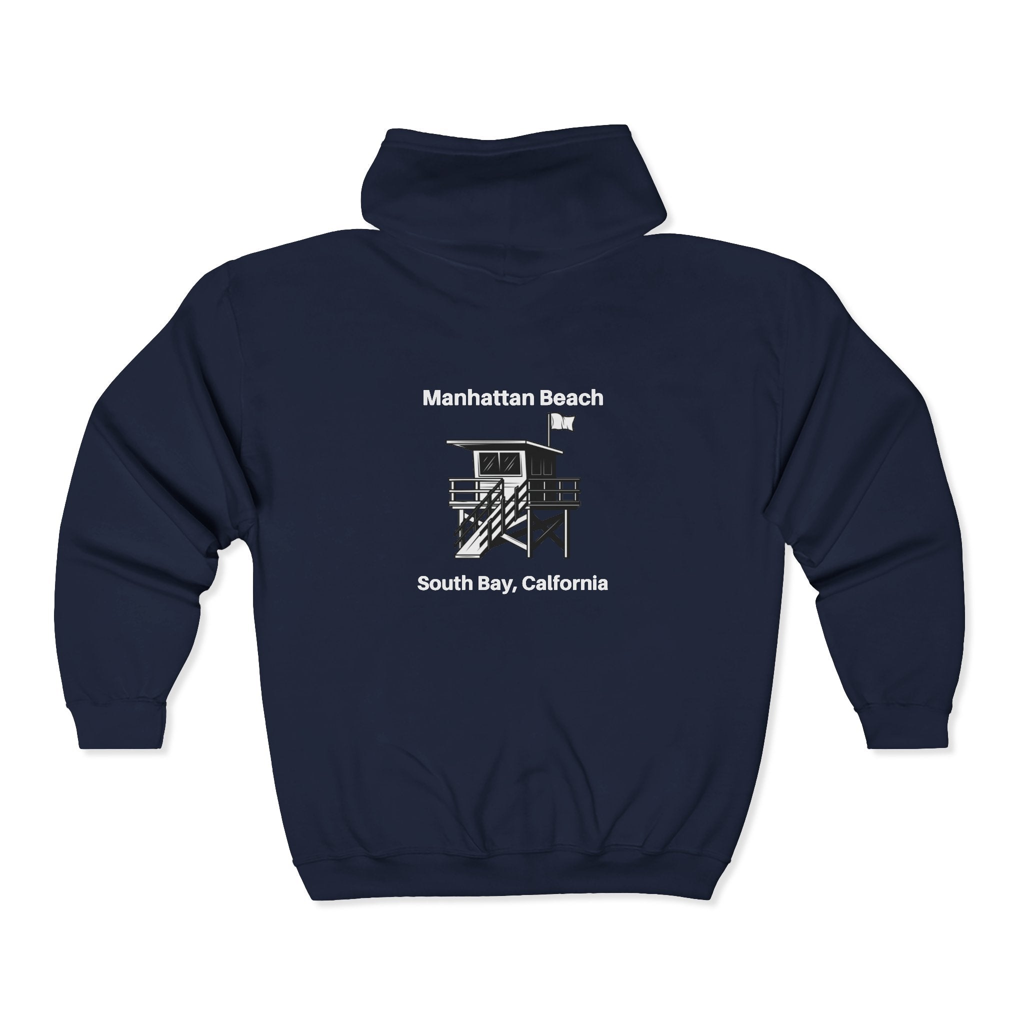 Manhattan Beach  Lifeguard Station - Heavy Blend Full Zip Hooded Sweatshirt