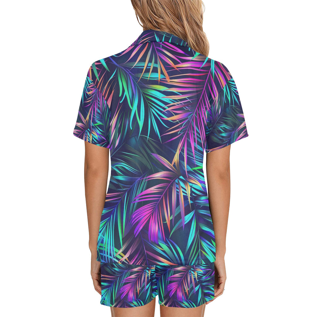 Women's V-Neck Short Pajama Hawaiian Style Set Made in USA Free shipping