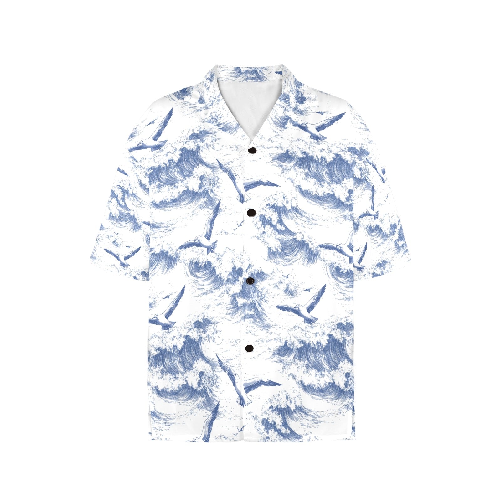 Nautical Waves Sea Birds Women's All Over Print Hawaiian Shirt Made in USA