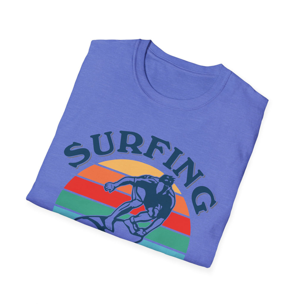 Surfing Makes Me Happy T-Shirt | Retro Sunset Surfer Graphic