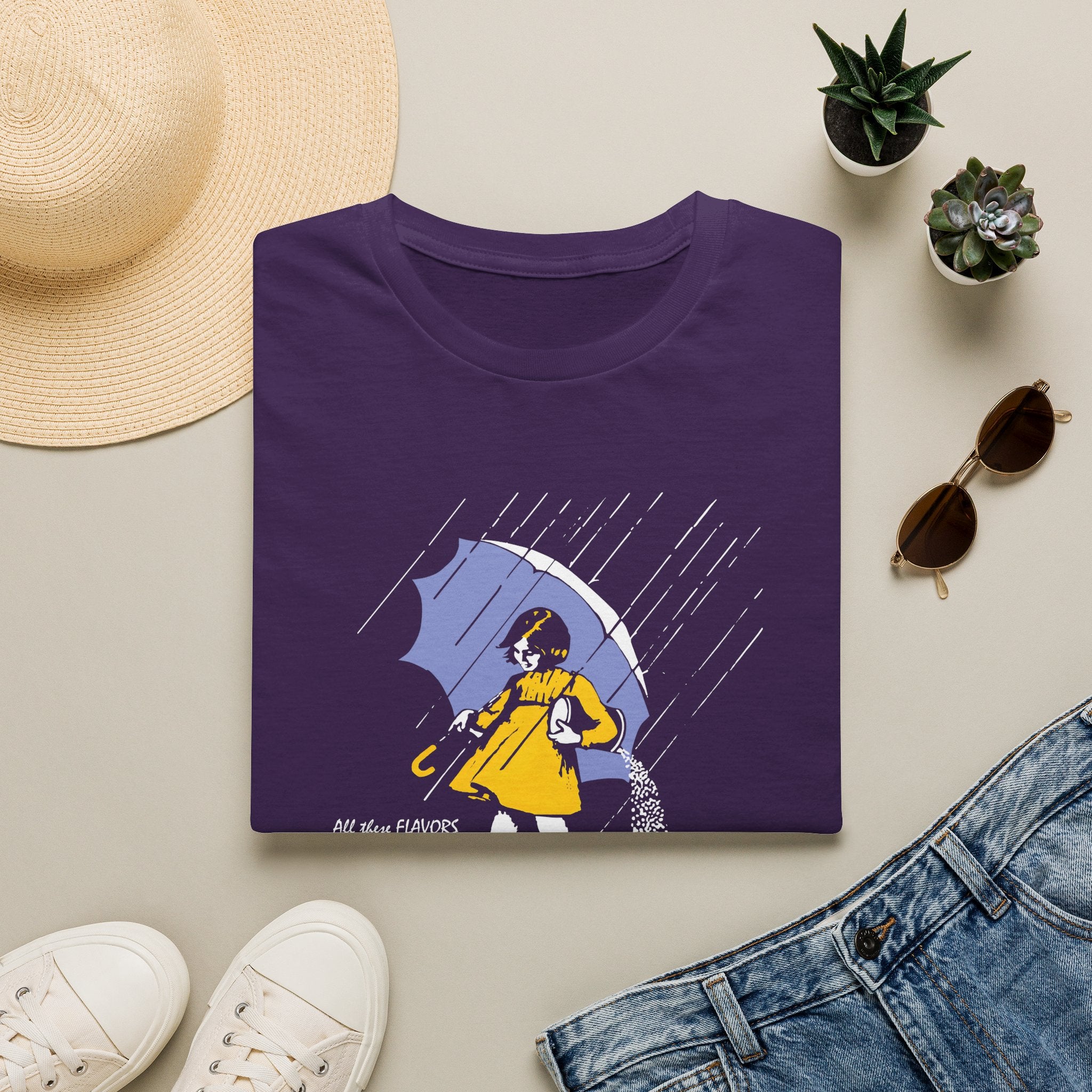 Salty Rainy Day Graphic T-Shirt — Girl with Umbrella Illustration