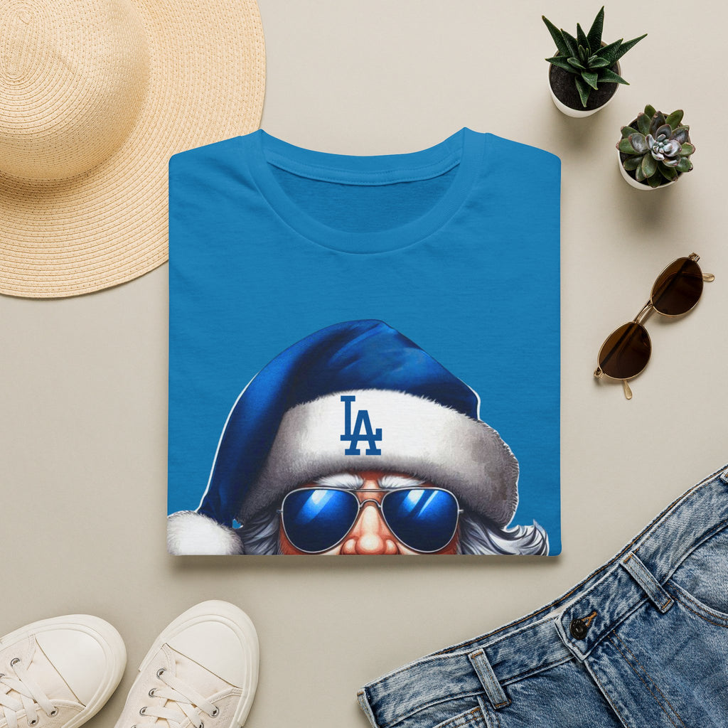 LA Dodgers Blue Santa T-Shirt — Cool Sunglasses Holiday Tee