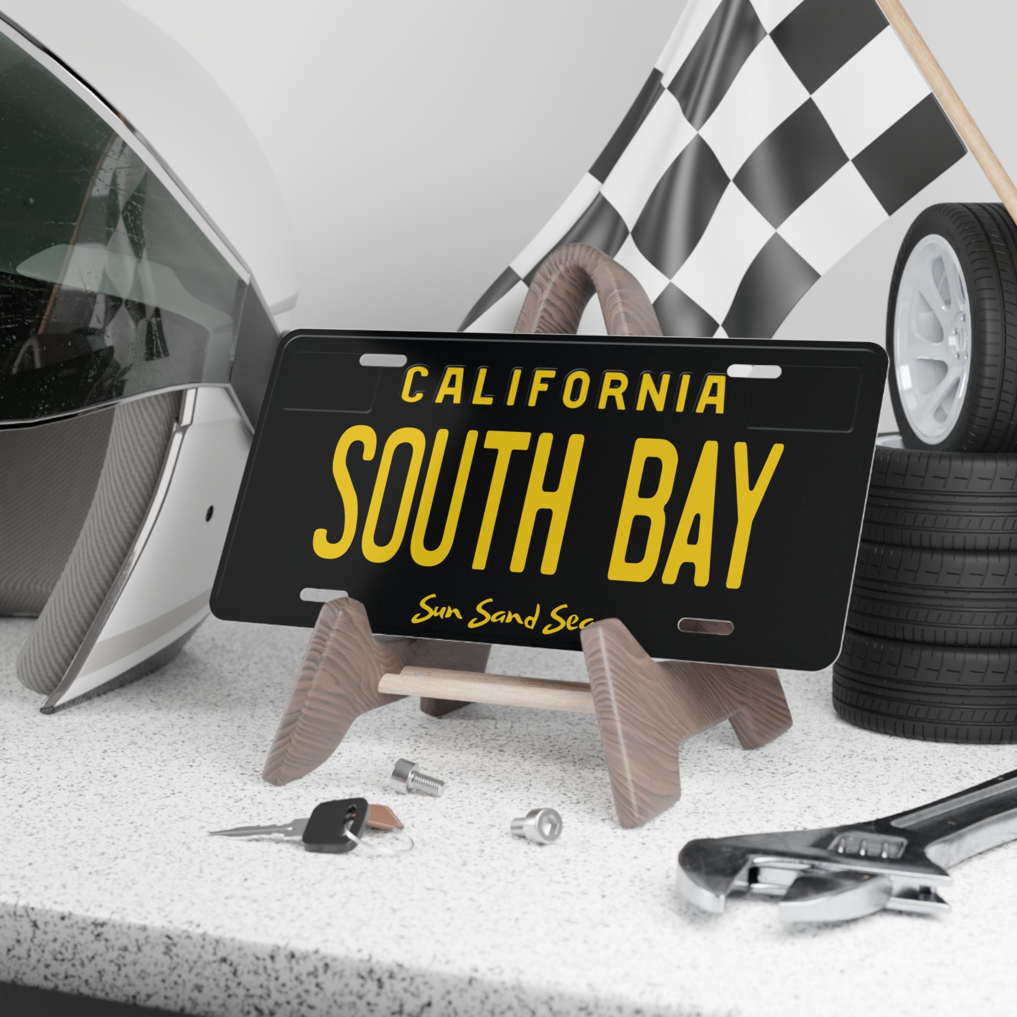California South Bay Vanity Plate - Sun Sand Sea Retro License Tag