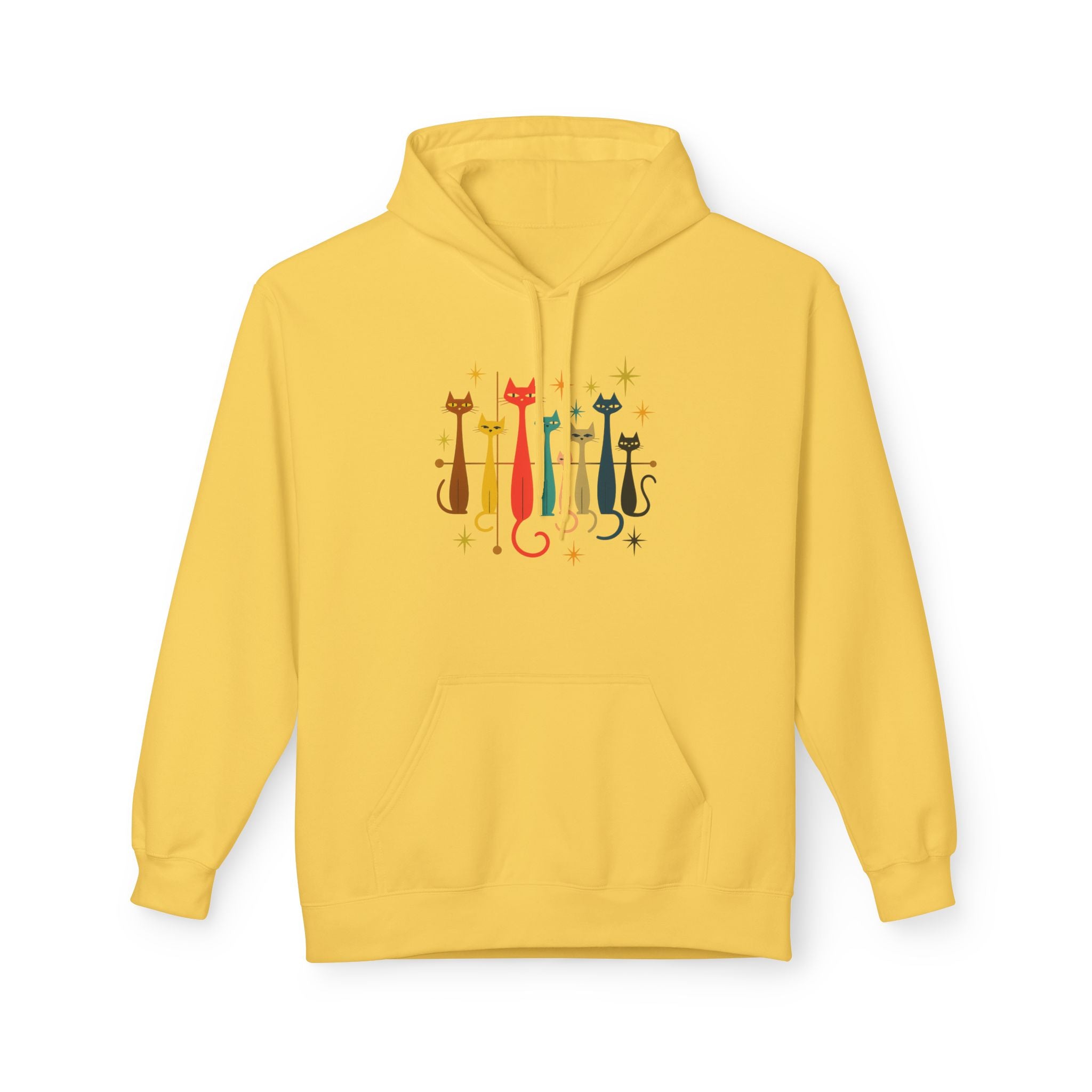 Retro Long Cats hoodie | Colorful Cat Illustration (printed front and back)