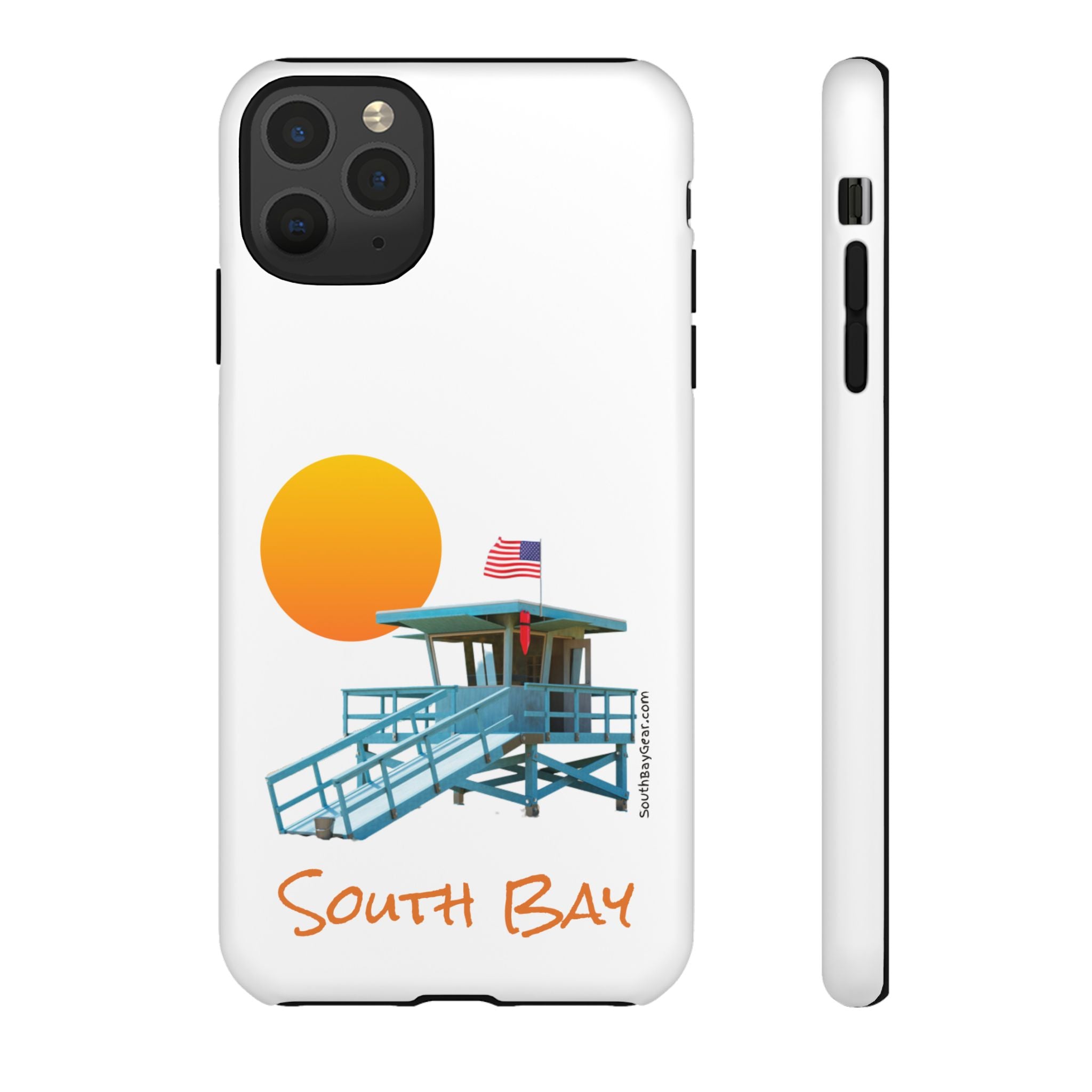 South Bay Lifeguard Stand with American Flag Tough Phone Cases