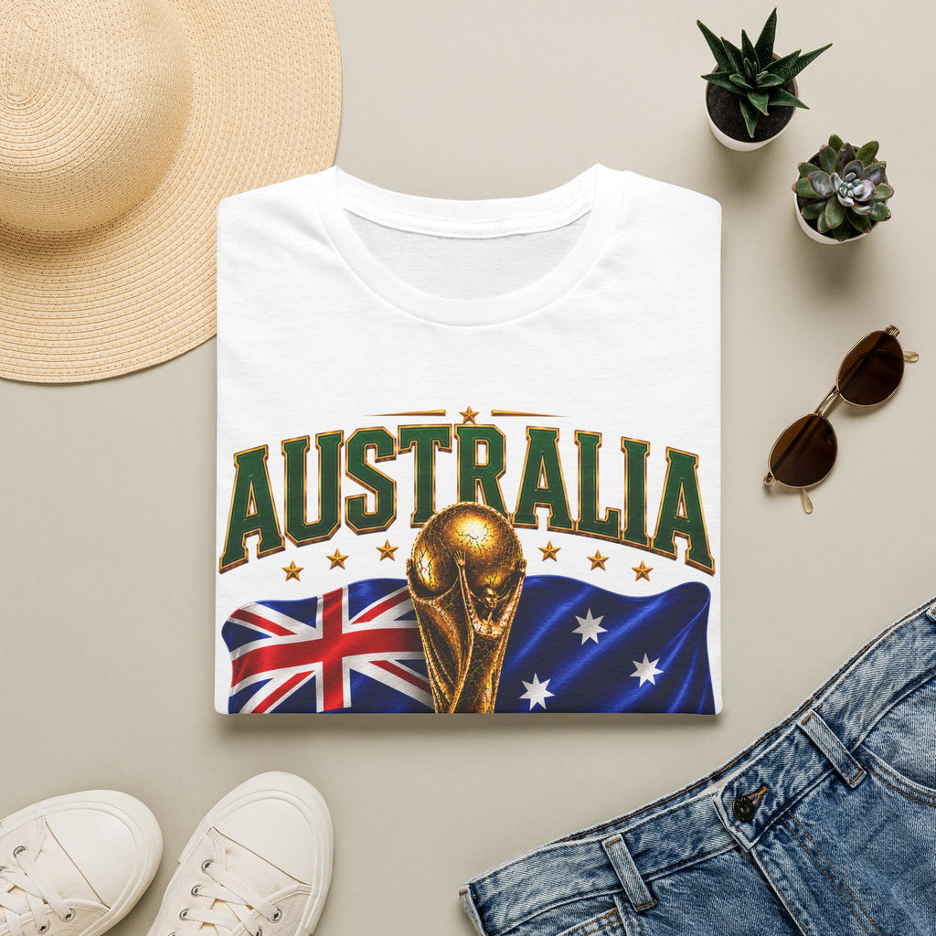 Australia 2026 Soccer World Cup T-Shirt — Aussie Flag & Trophy Design