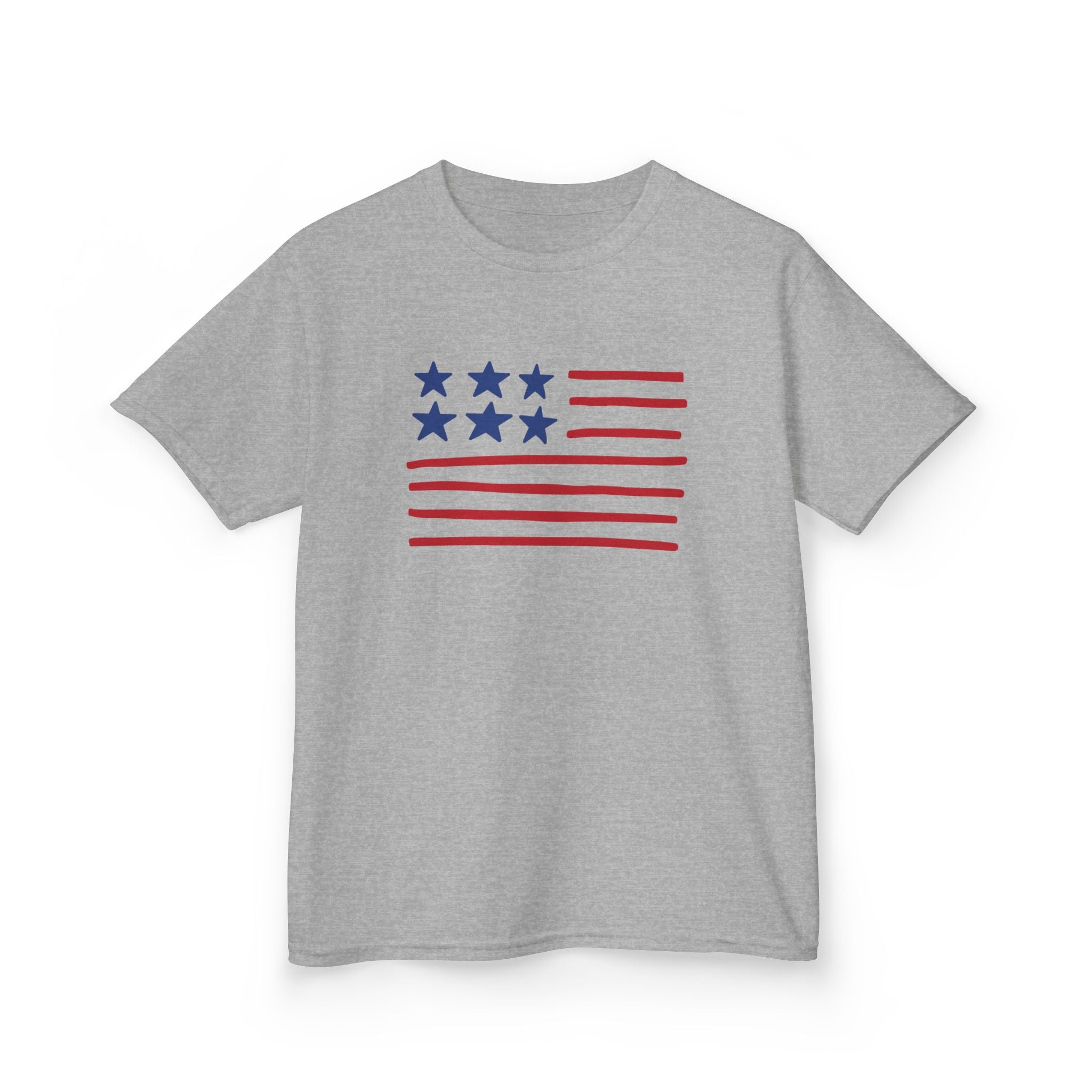 Stars and Stripes  Kids American Flag T-Shirt — Red & Blue Stars Stripe Patriotic Tee