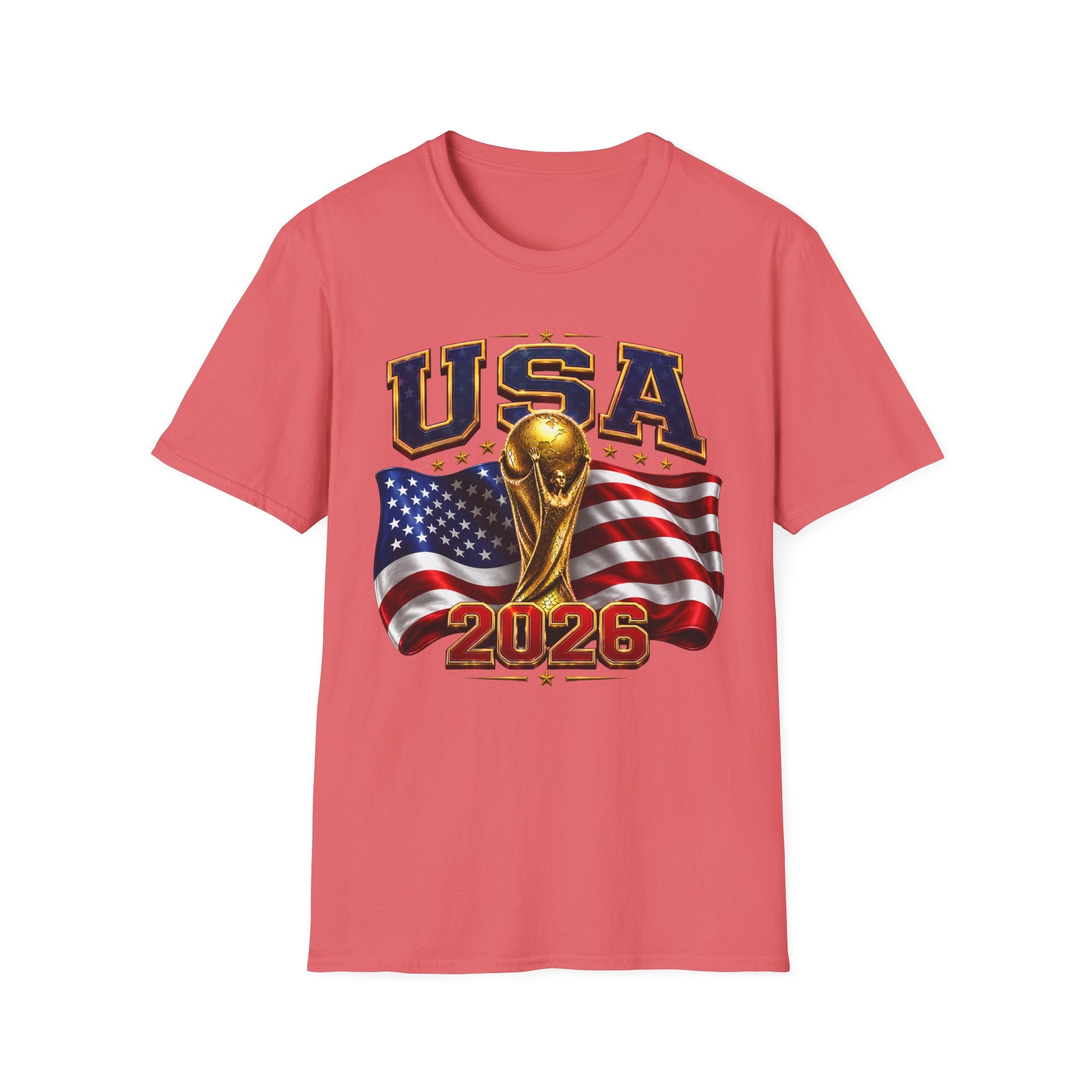USA World Cup 2026 Soccer T-Shirt – American Flag & Trophy Design
