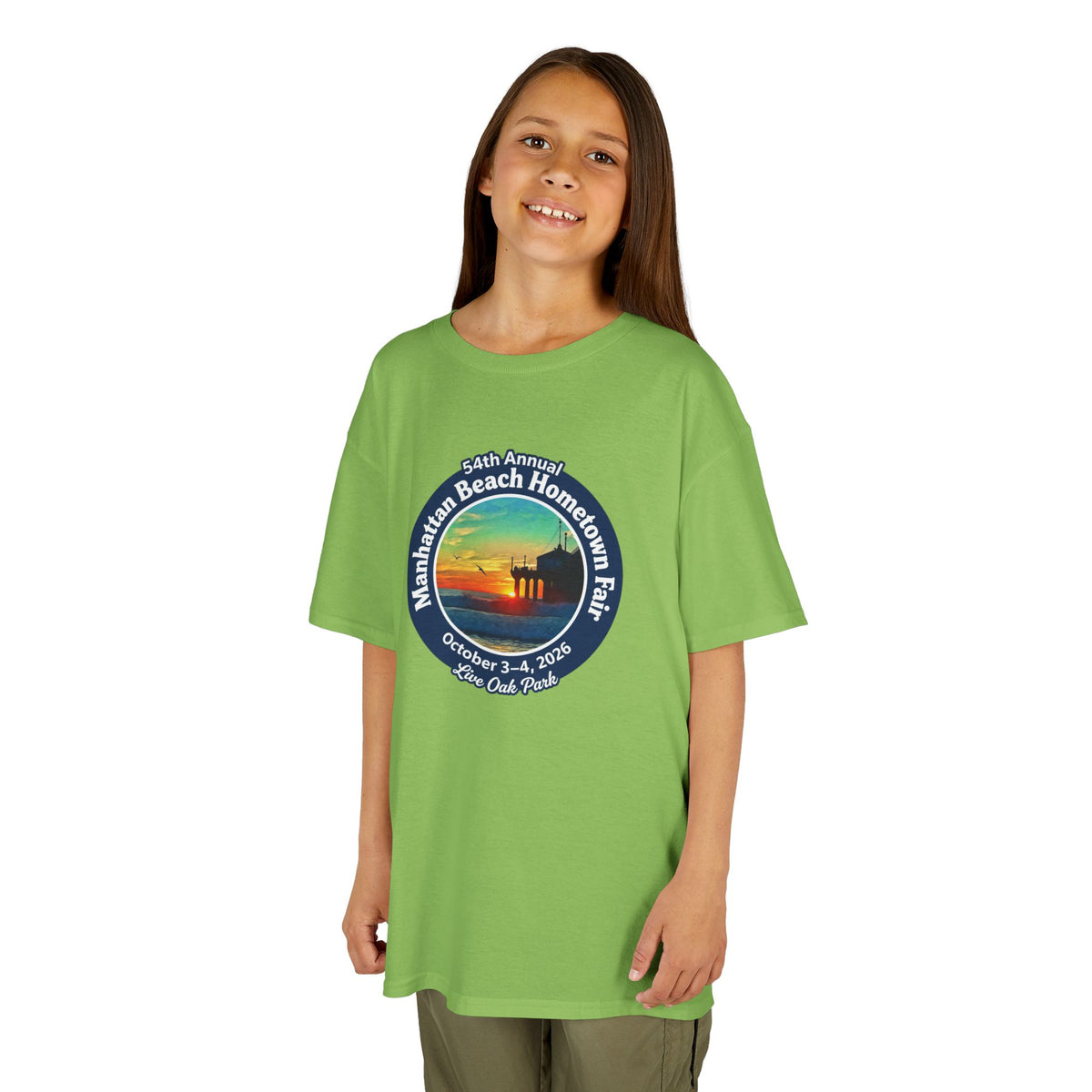 Kids Tee — Manhattan Beach Hometown Fair 2026 Sunset Logo