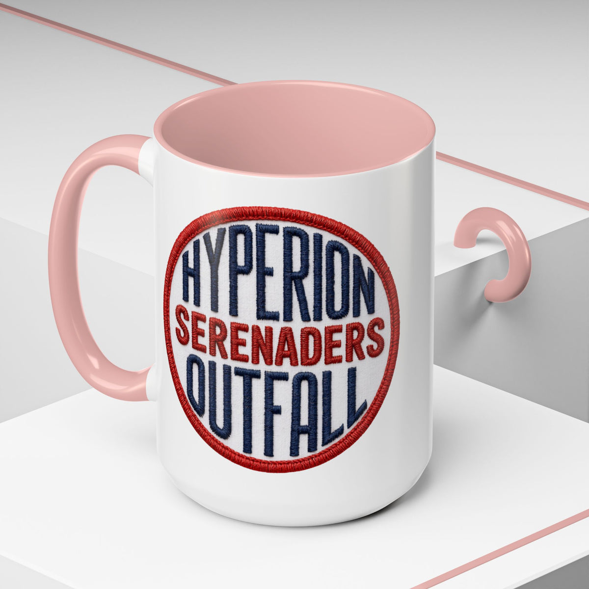 Accent Coffee Mug — "Hyperion Serenaders Outfall" Retro Patch Ceramic Mug (11/15oz)