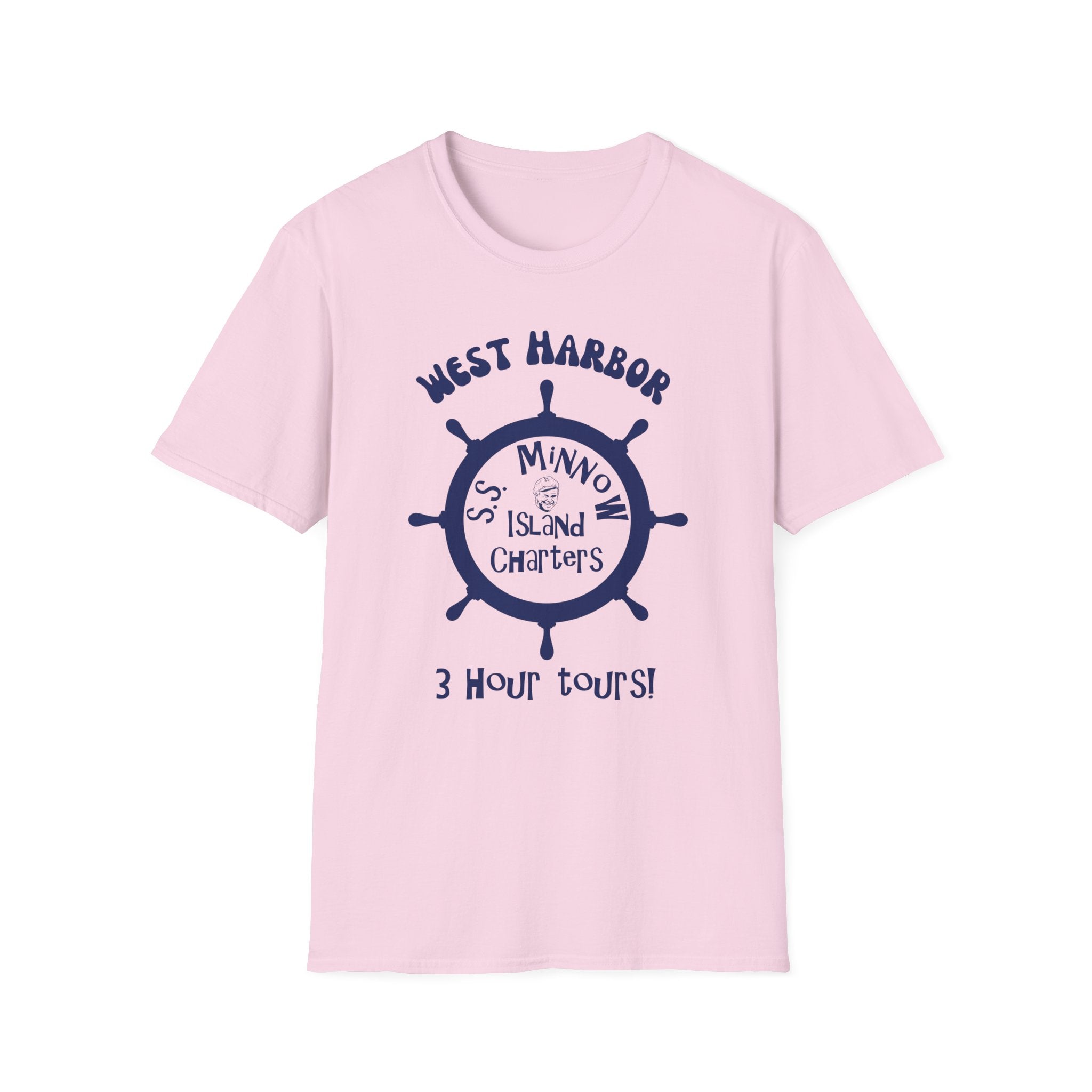 West Harbor San Pedro Ship Wheel Minno Island Charters T-Shirt | 3 Hour Tours