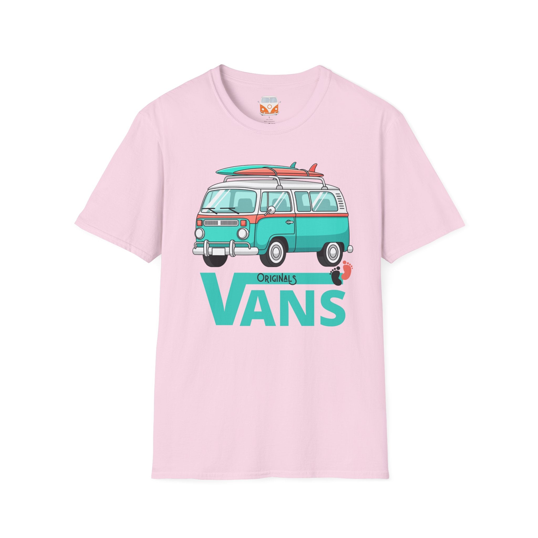 Retro Surf VW Van T-Shirt | Vintage Camper Bus Beach Tee Original Bare Feet