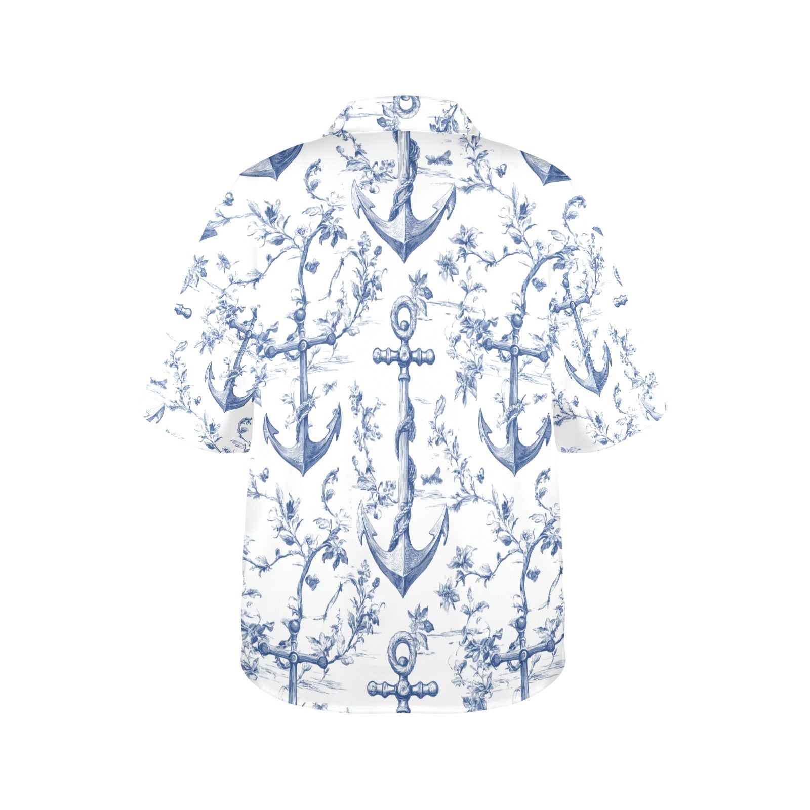 Ships Anchor Nautical Women's All Over Print Hawaiian Shirt Made in USA