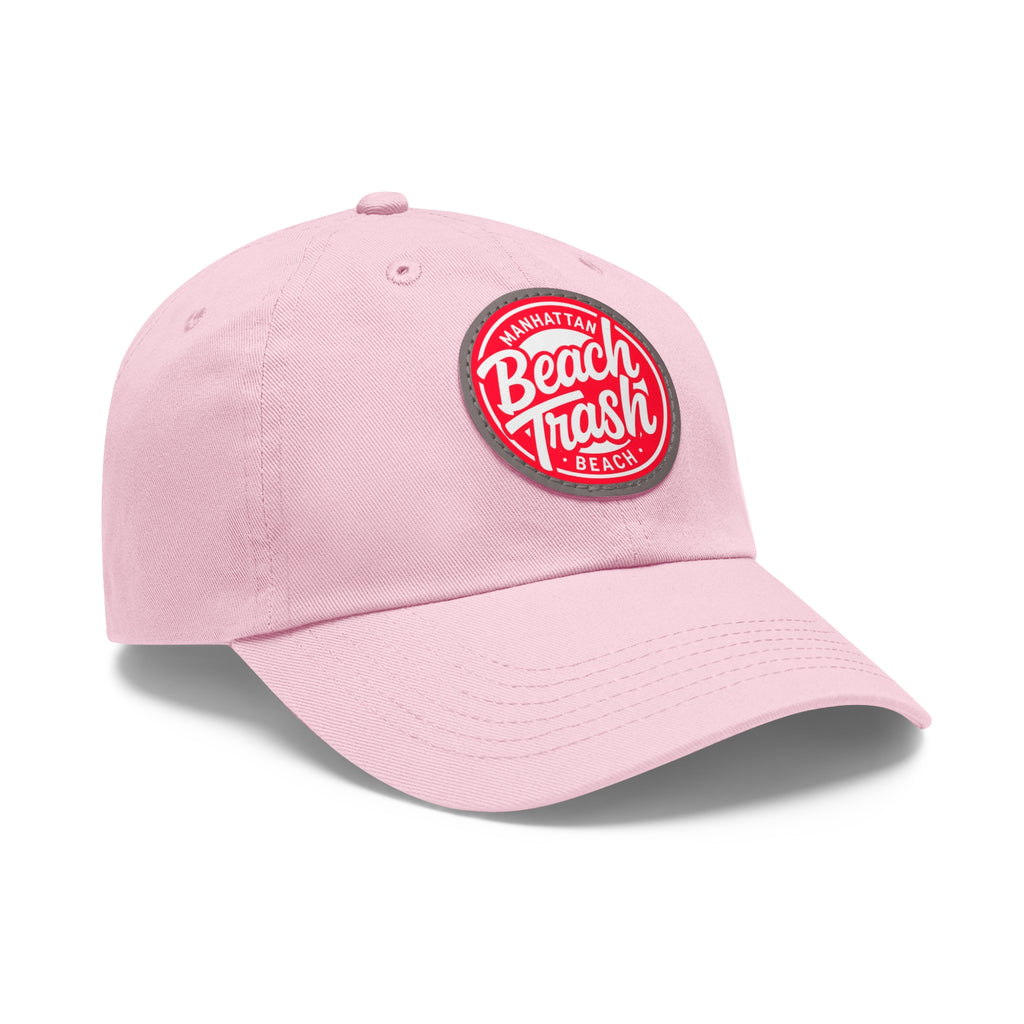 Proud to be Called Beach Trash Manhattan Beach  Leather Patch Dad Hat — Vintage Manhattan Beach Logo