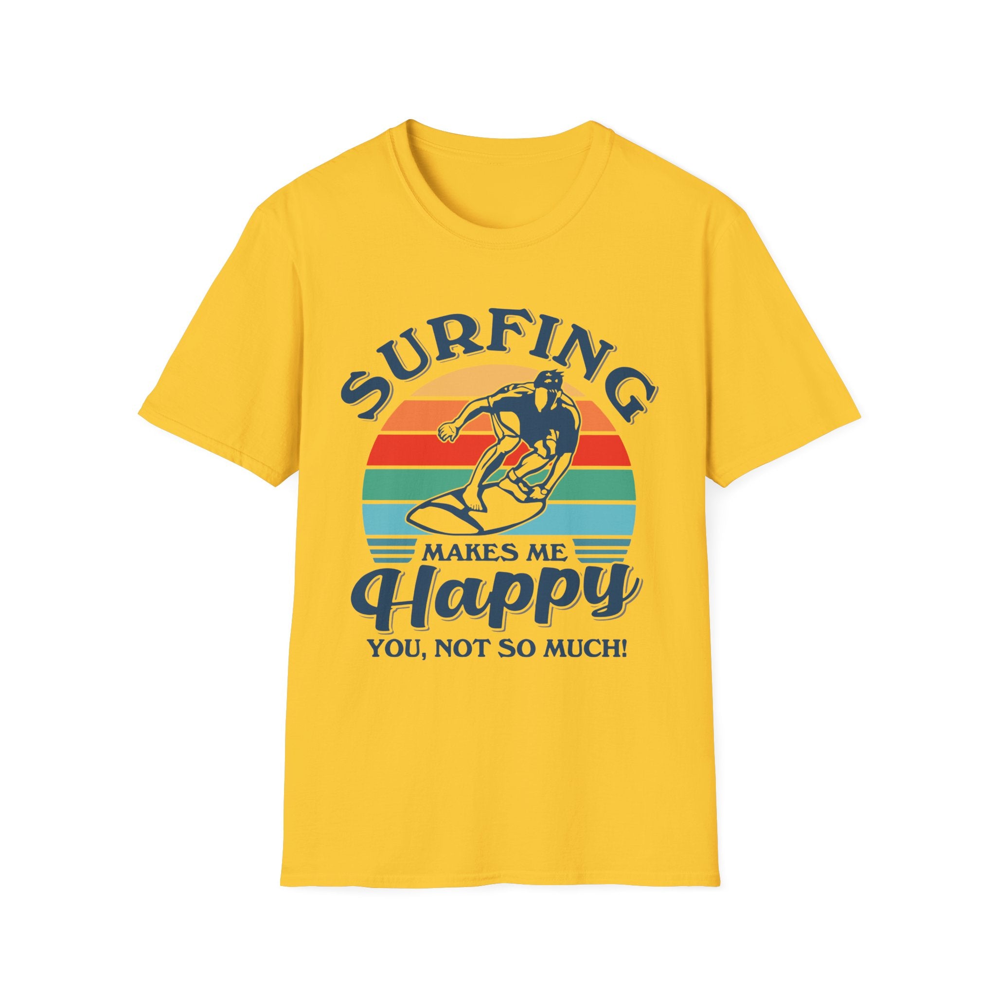 Surfing Makes Me Happy T-Shirt | Retro Sunset Surfer Graphic