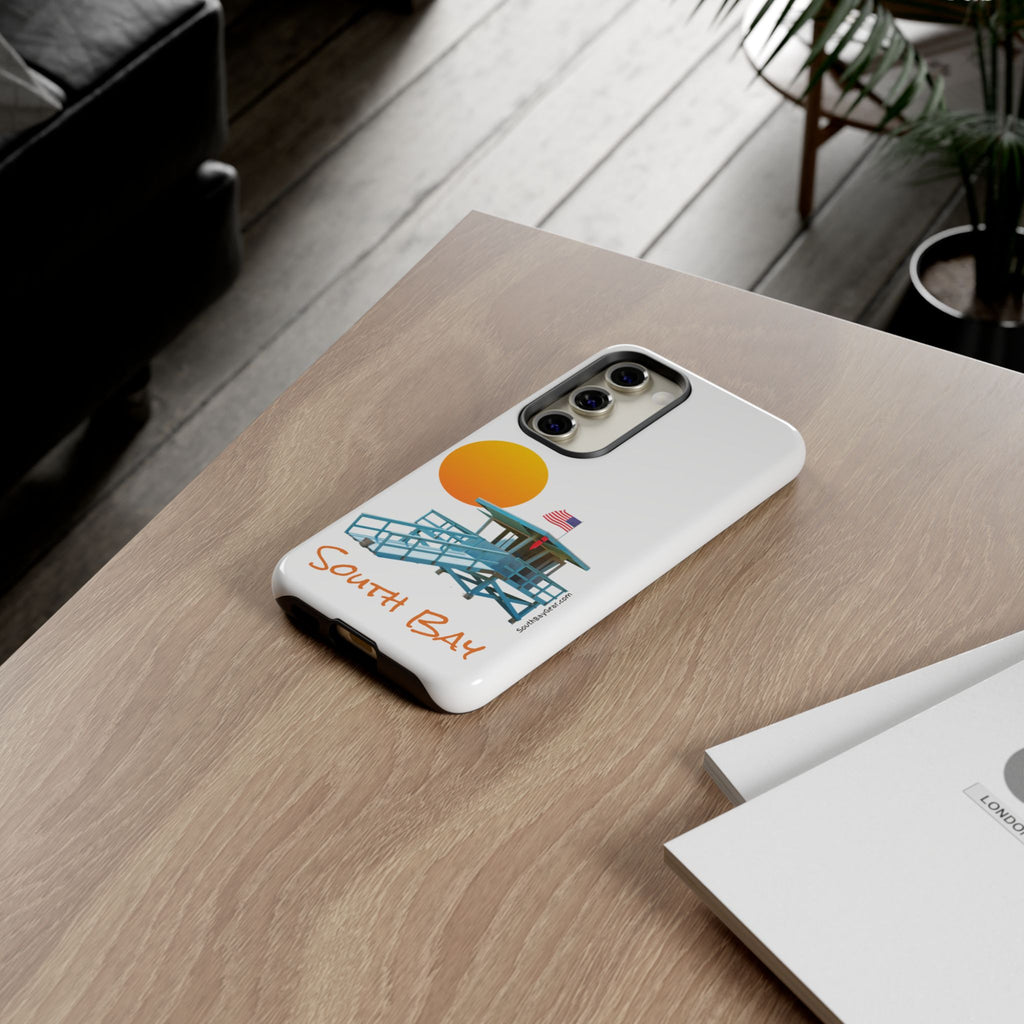 South Bay Lifeguard Stand with American Flag Tough Phone Cases