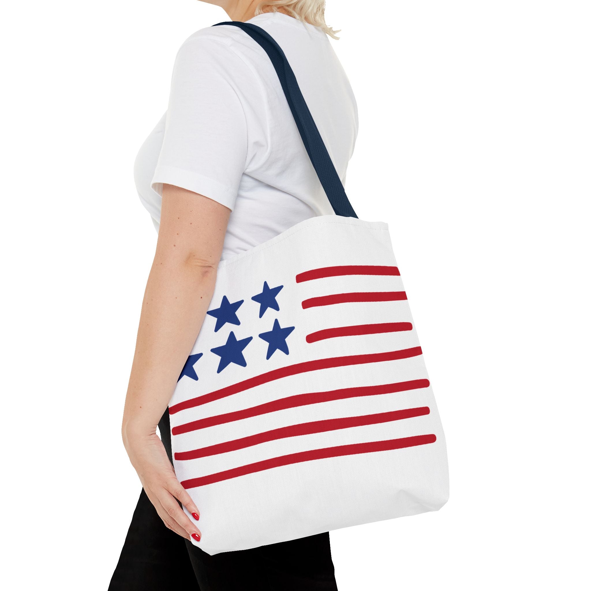 American Flag Stars & Stripes Tote Bag — Patriotic Canvas Beach Grocery Bag