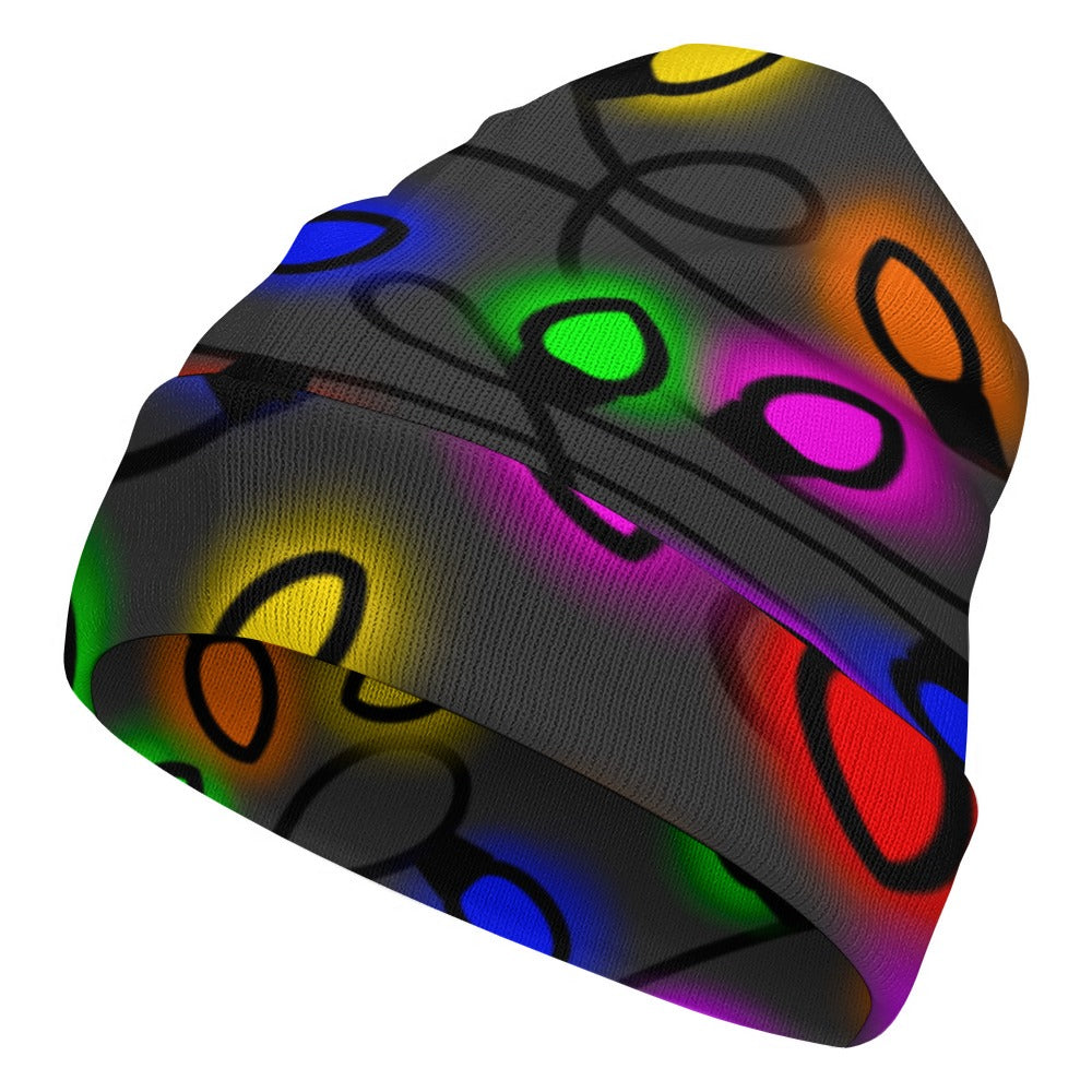 Christmas Lights Full printed knitted hat