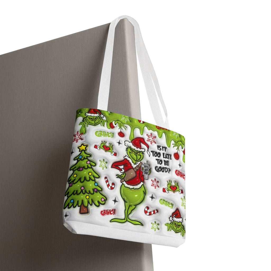 Christmas Tote Bag, Holiday Shopping Bag, Grinch Gift, Festive Reusable Bag, Cute Winter Accessory