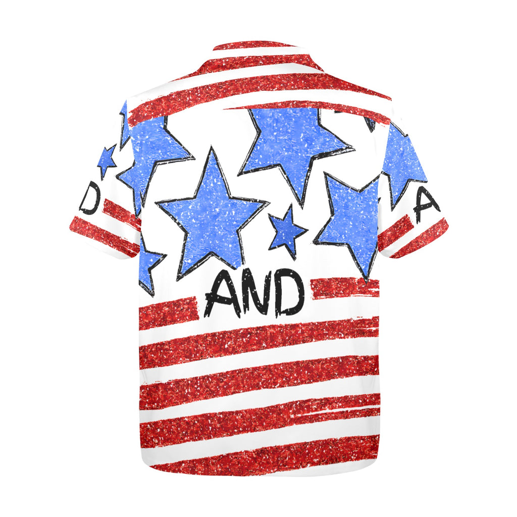 Stars and Strips Men's All Over Print Hawaiian Shirt Made In USA