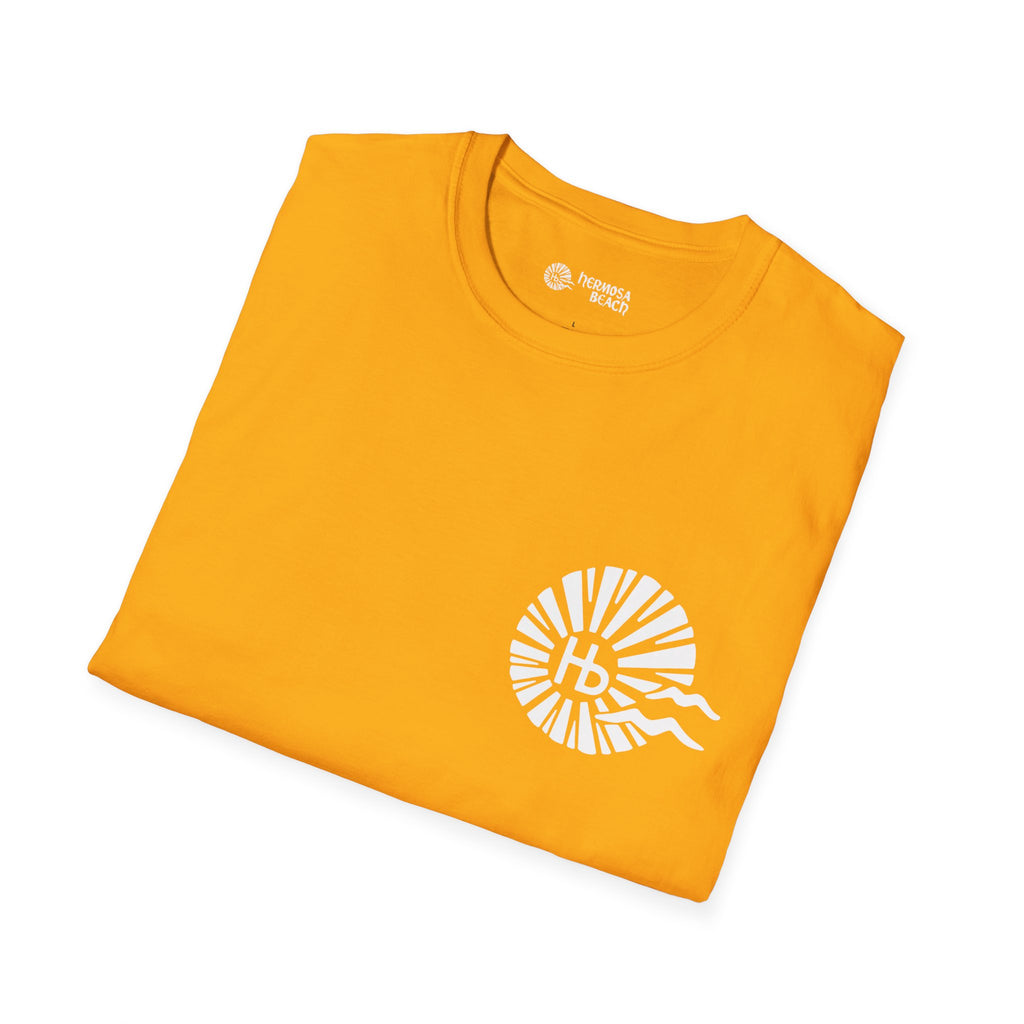 Hermosa Beach Sunburst Wave T-Shirt (printed front back neck) | Hb Minimal Logo Tee