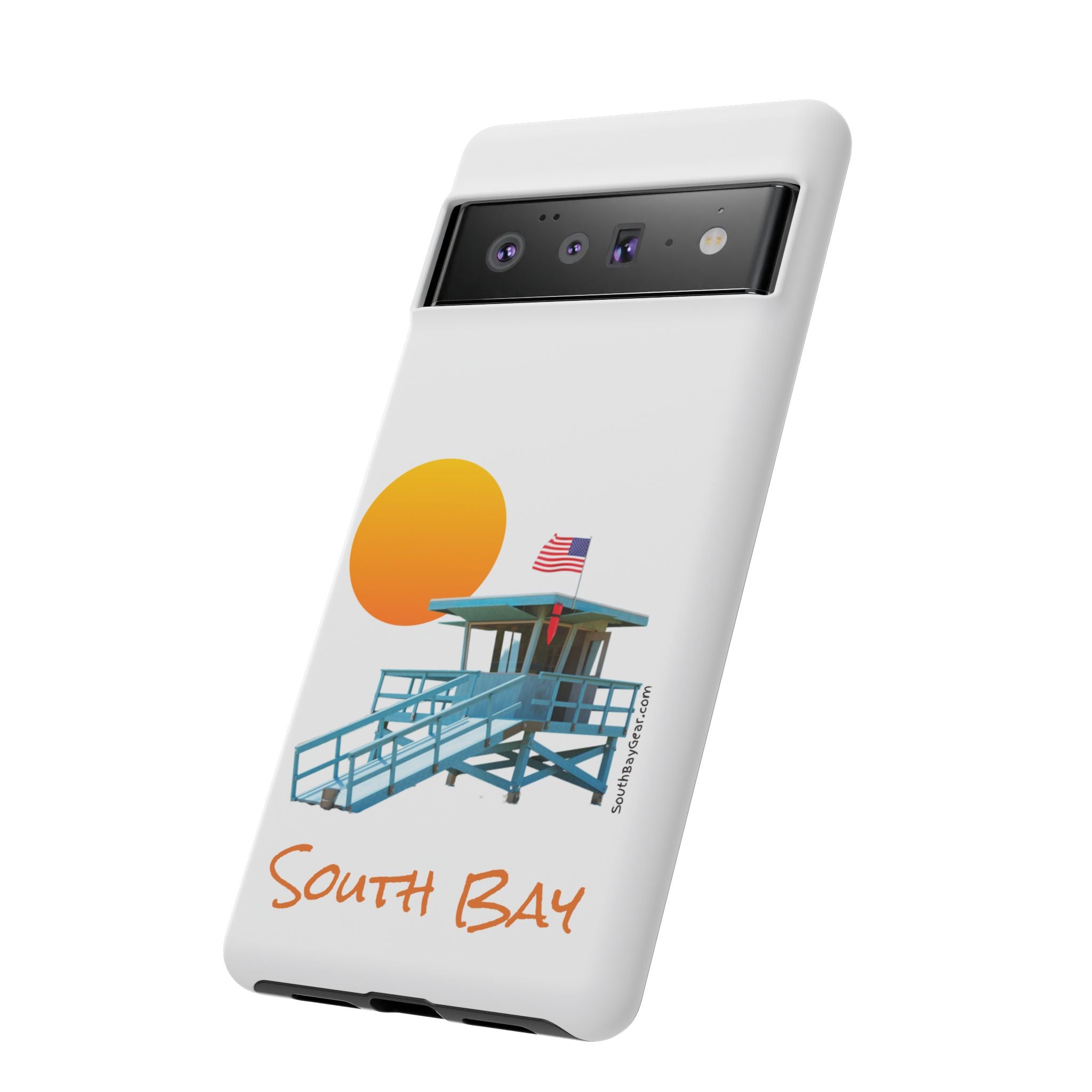 South Bay Lifeguard Stand with American Flag Tough Phone Cases
